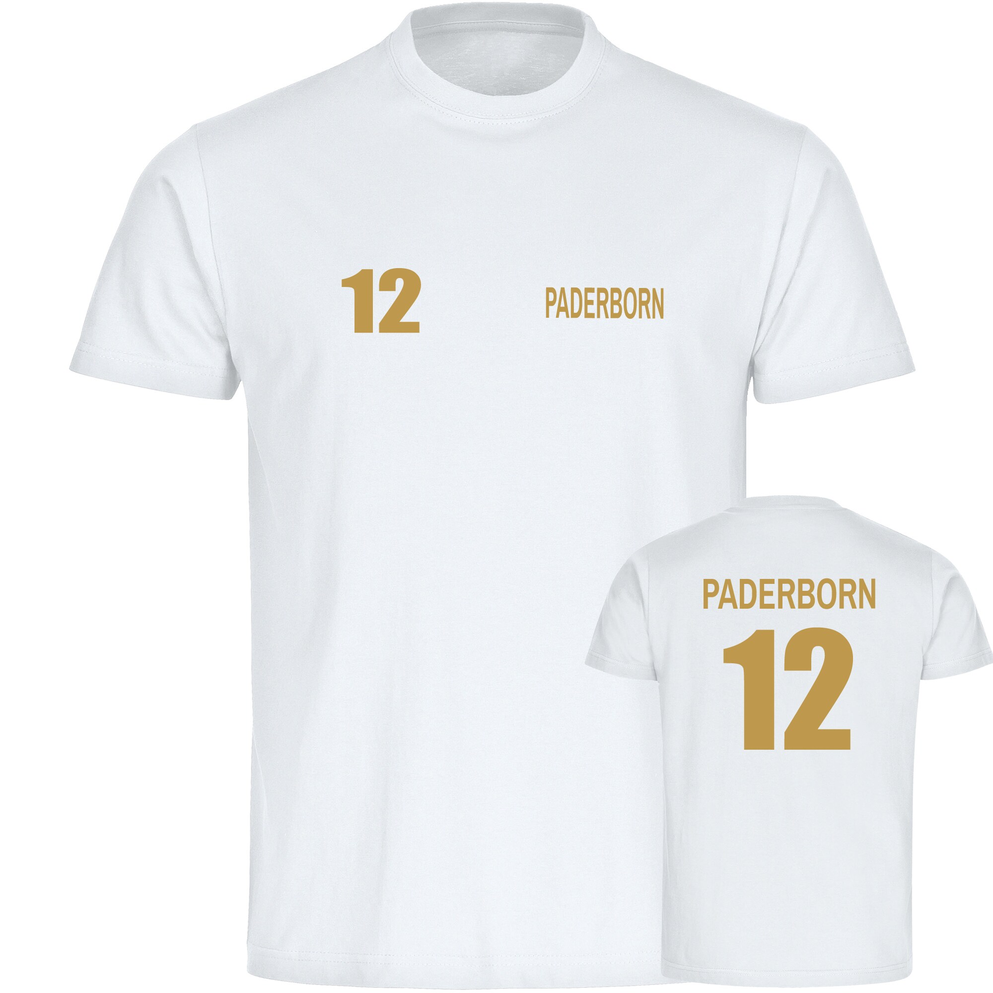 multifanshop Herren T-Shirt - Paderborn - Trikot Nummer 12 gold - Druck gold metallic - M&auml;nner - Bild 1