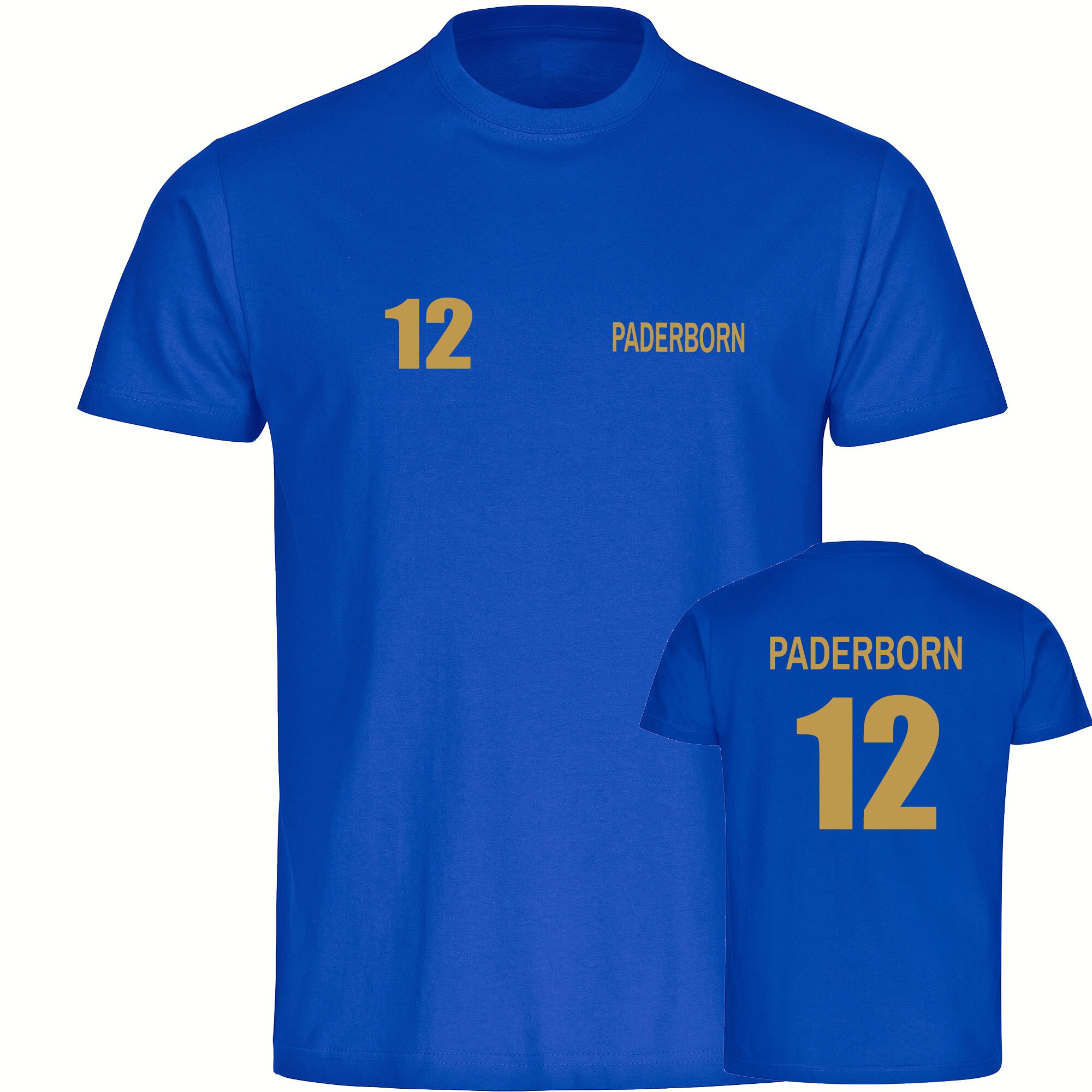 multifanshop Herren T-Shirt - Paderborn - Trikot Nummer 12 gold - Druck gold metallic - M&auml;nner - Bild 1