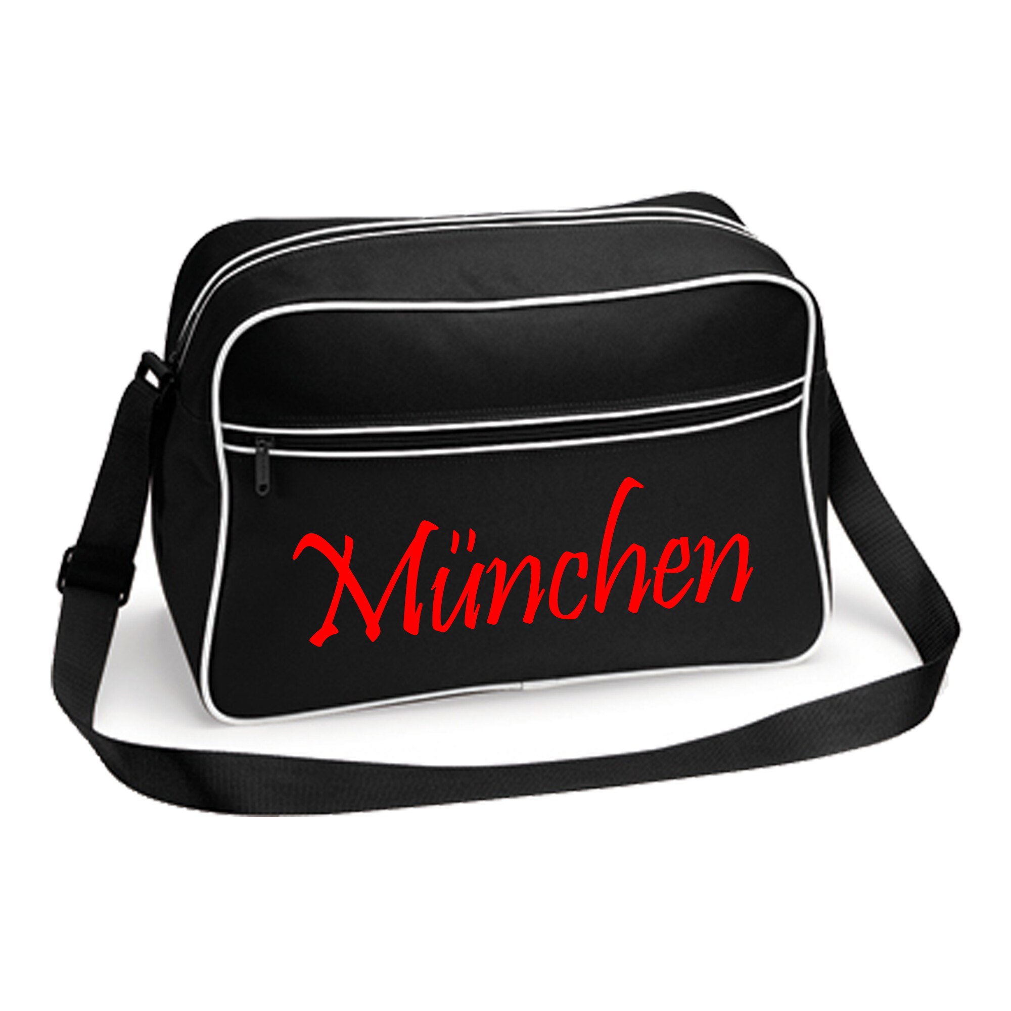 multifanshop Retrotasche - M&uuml;nchen rot - Schriftzug - Druck rot - Tasche - Bild 1