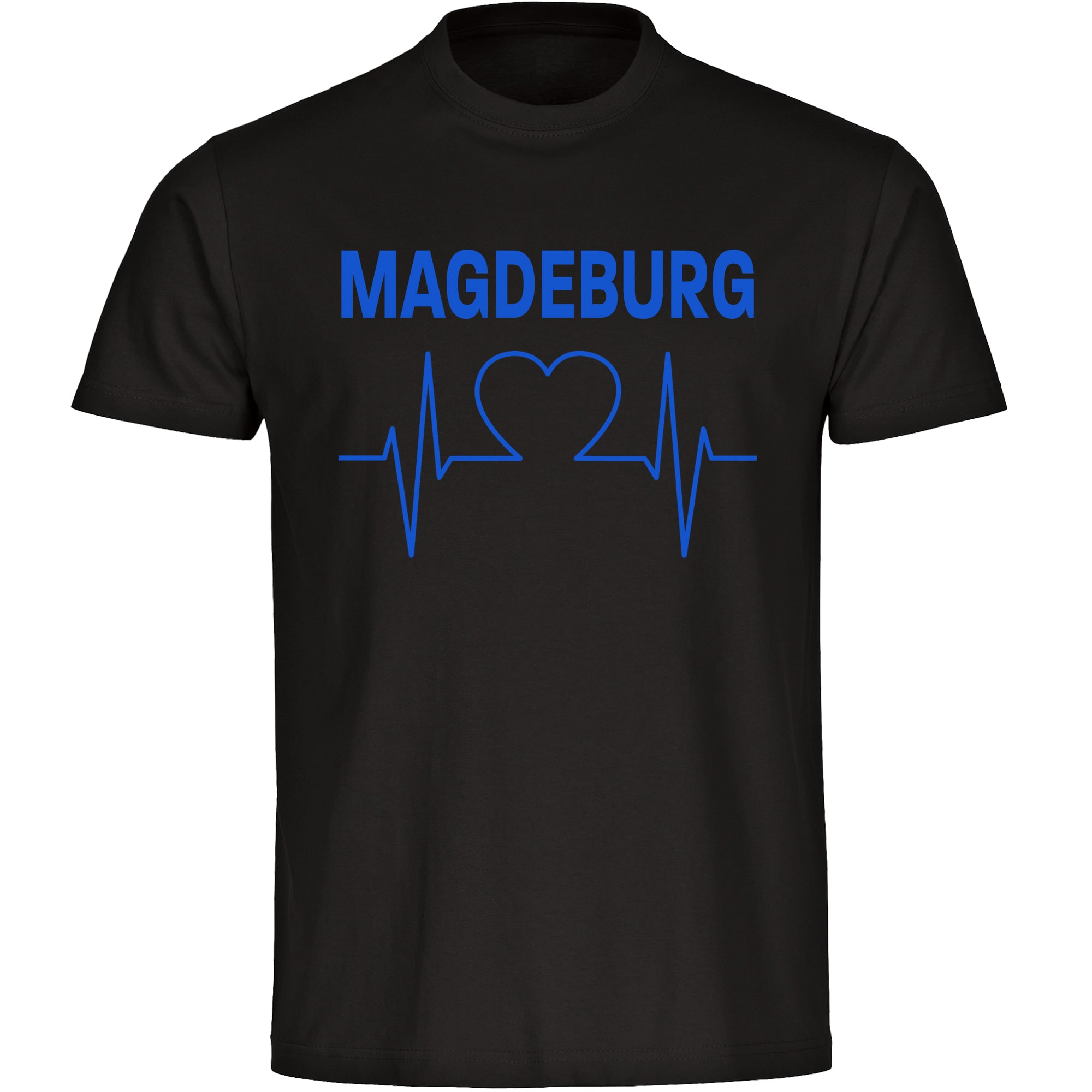 multifanshop Herren T-Shirt - Magdeburg - Herzschlag - Druck blau - M&auml;nner - Bild 1
