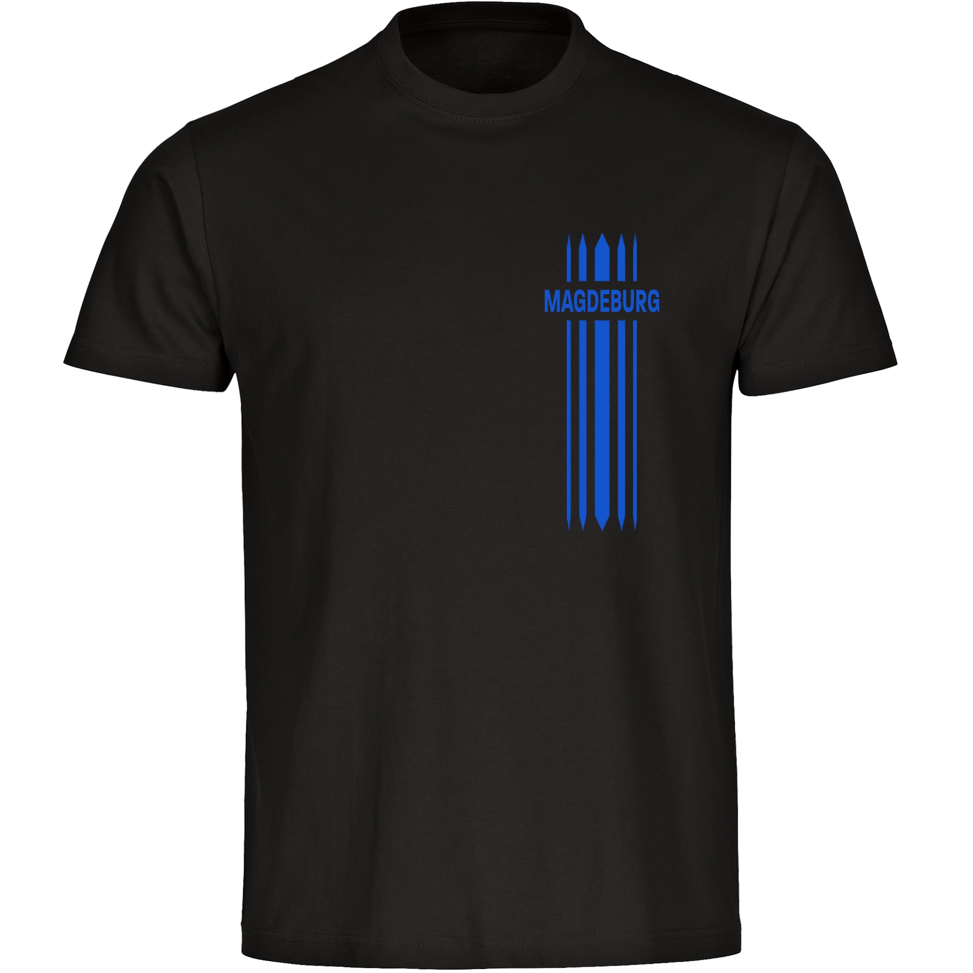 multifanshop Herren T-Shirt - Magdeburg - Streifen - Druck blau - M&auml;nner - Bild 1