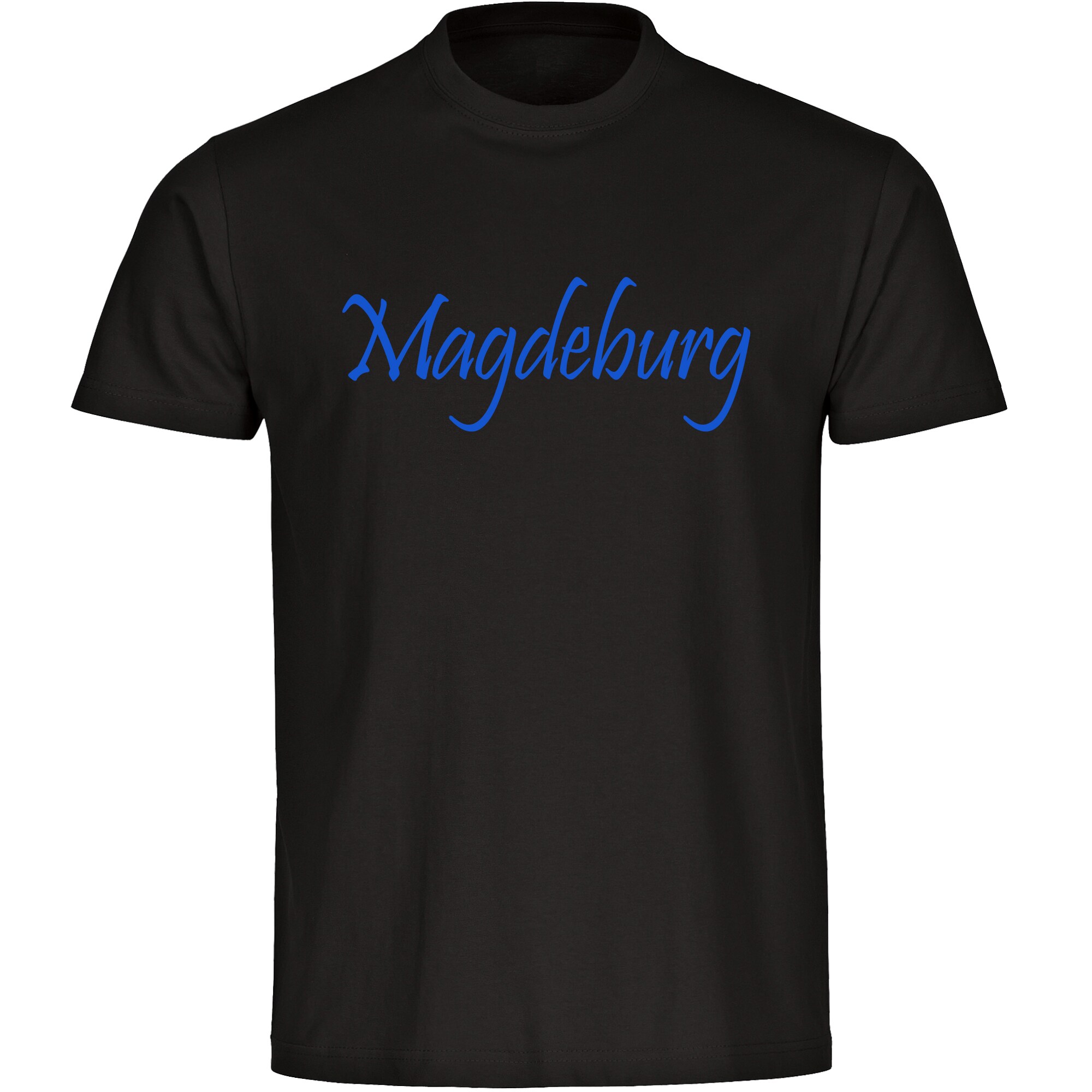 multifanshop Herren T-Shirt - Magdeburg - Schriftzug - Druck blau - M&auml;nner - Bild 1