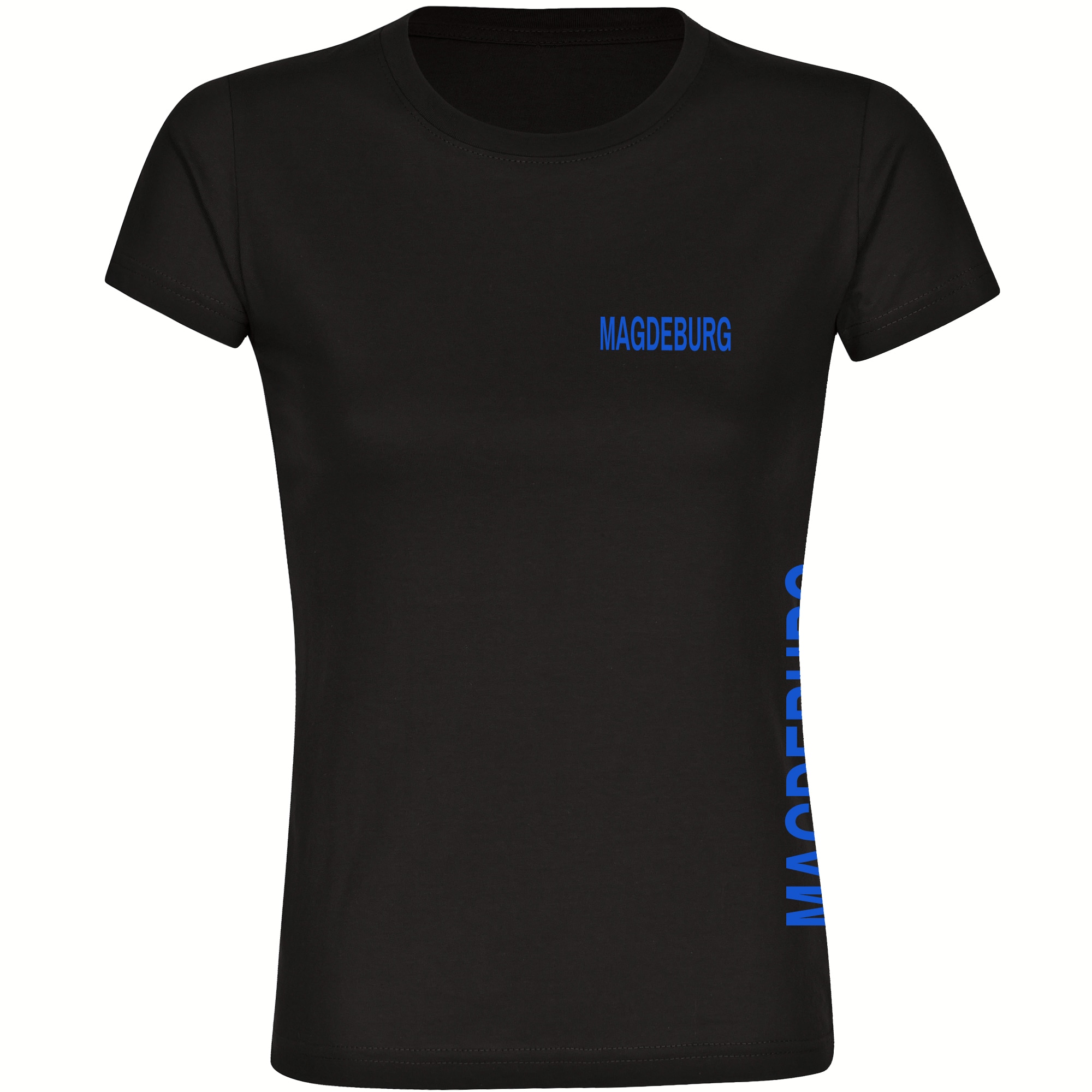 multifanshop Damen T-Shirt - Magdeburg - Brust & Seite - Druck blau - Frauen - Bild 1
