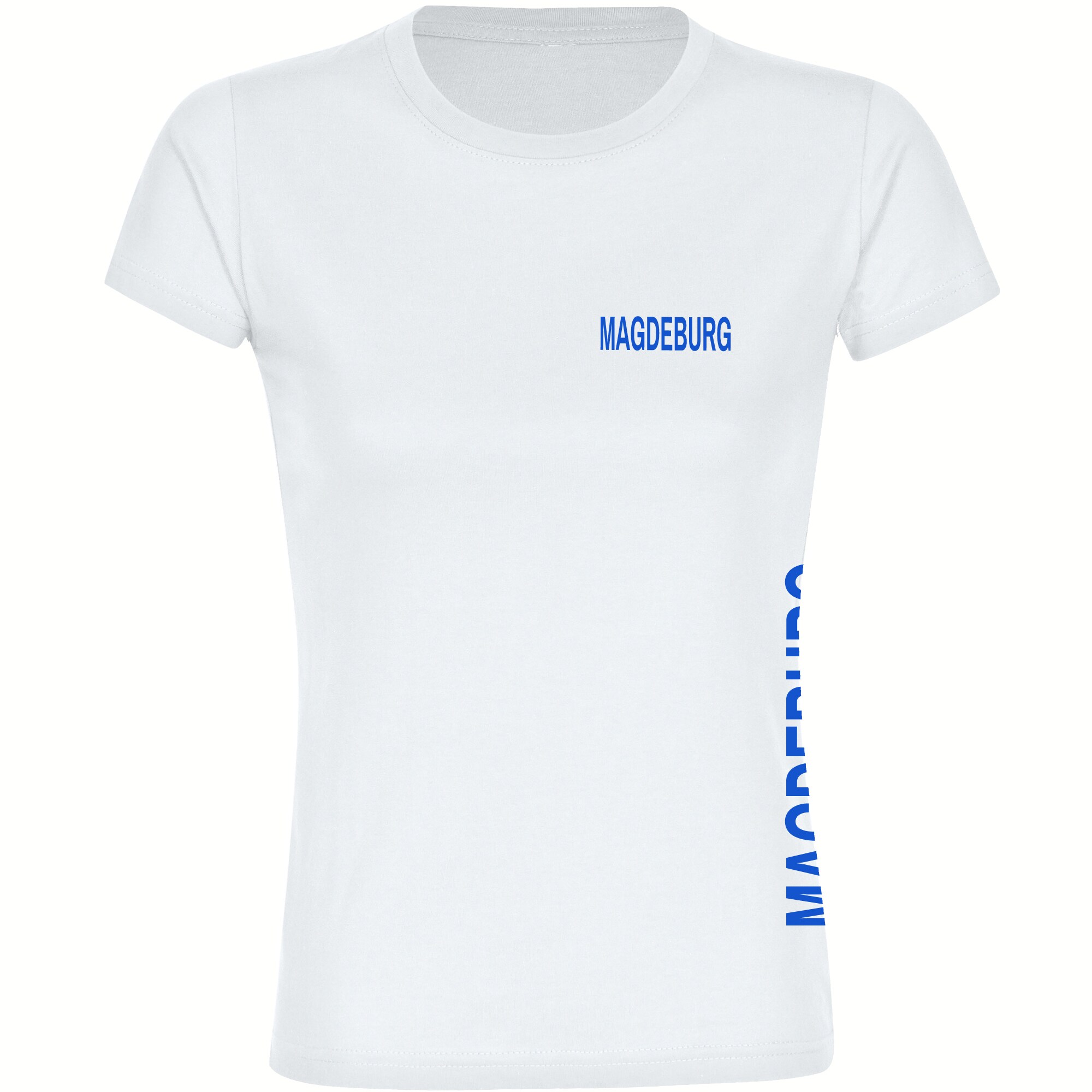 multifanshop Damen T-Shirt - Magdeburg - Brust & Seite - Druck blau - Frauen - Bild 1