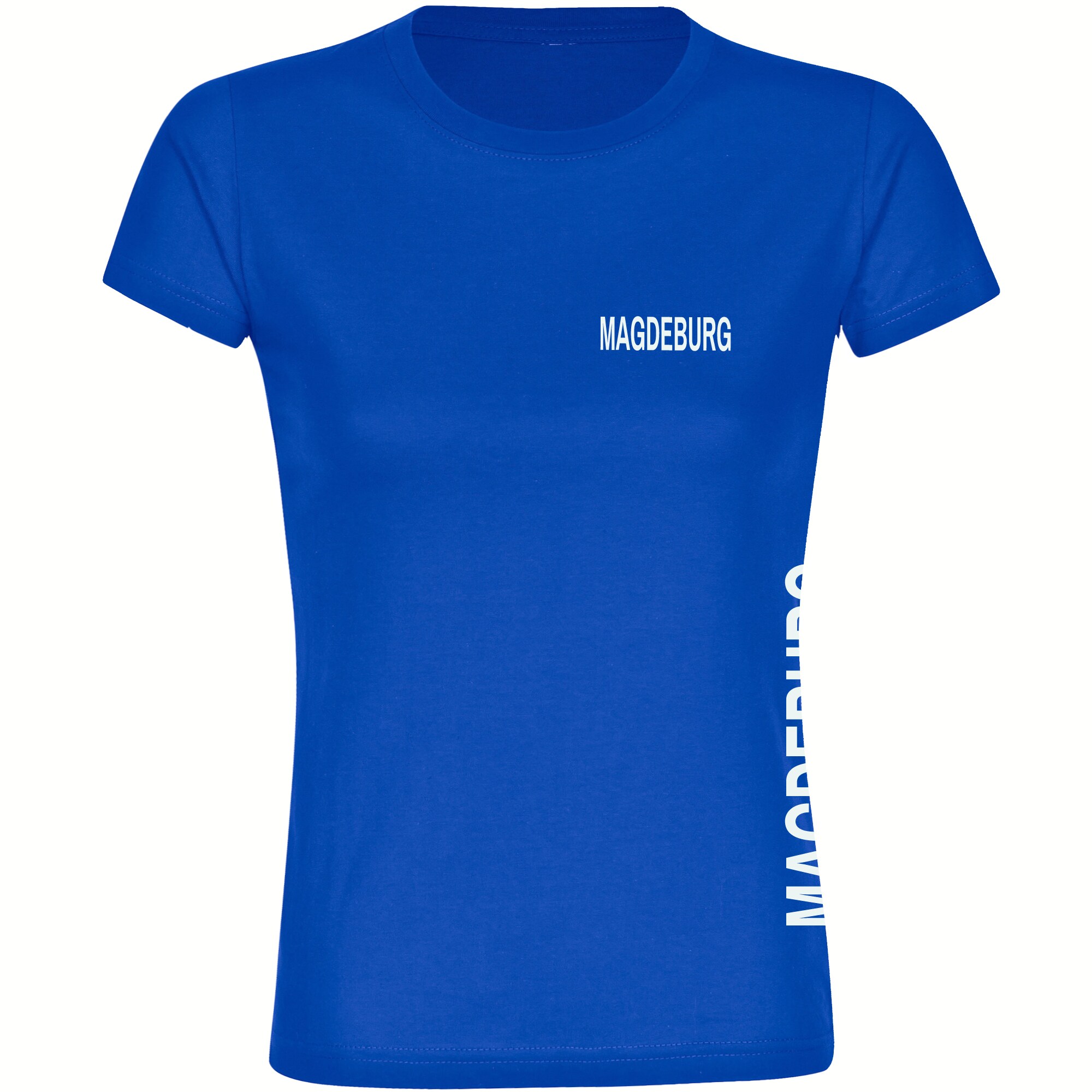 multifanshop Damen T-Shirt - Magdeburg - Brust & Seite - Druck wei&szlig; - Frauen - Bild 1