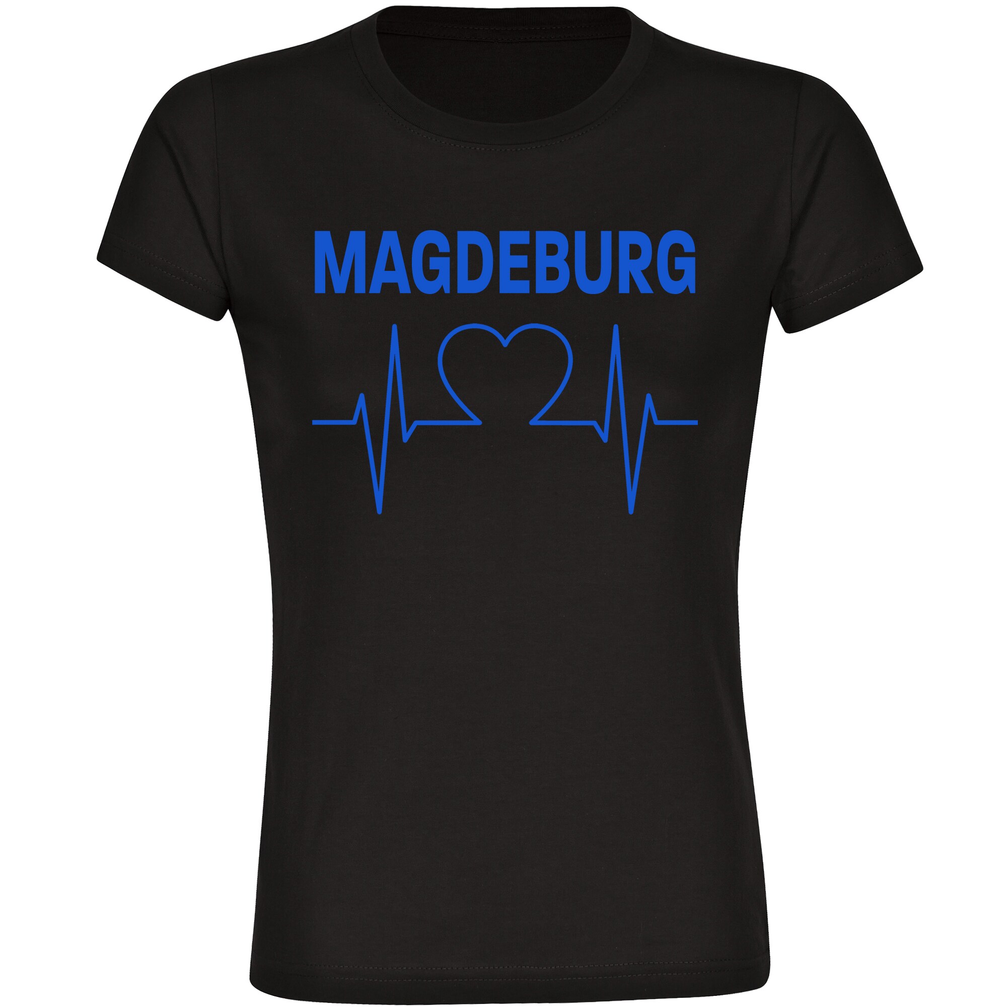 multifanshop Damen T-Shirt - Magdeburg - Herzschlag - Druck blau - Frauen - Bild 1