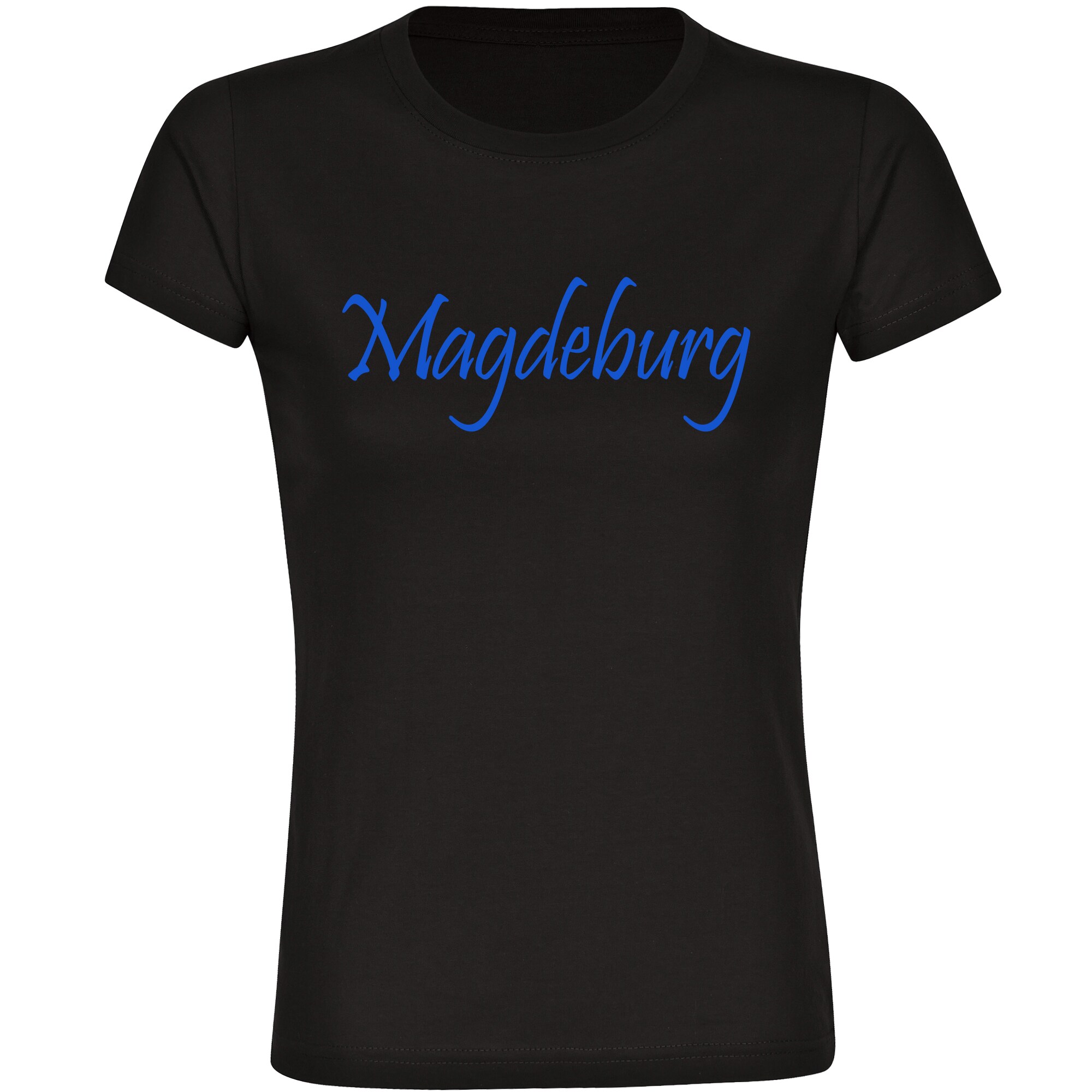multifanshop Damen T-Shirt - Magdeburg - Schriftzug - Druck blau - Frauen - Bild 1