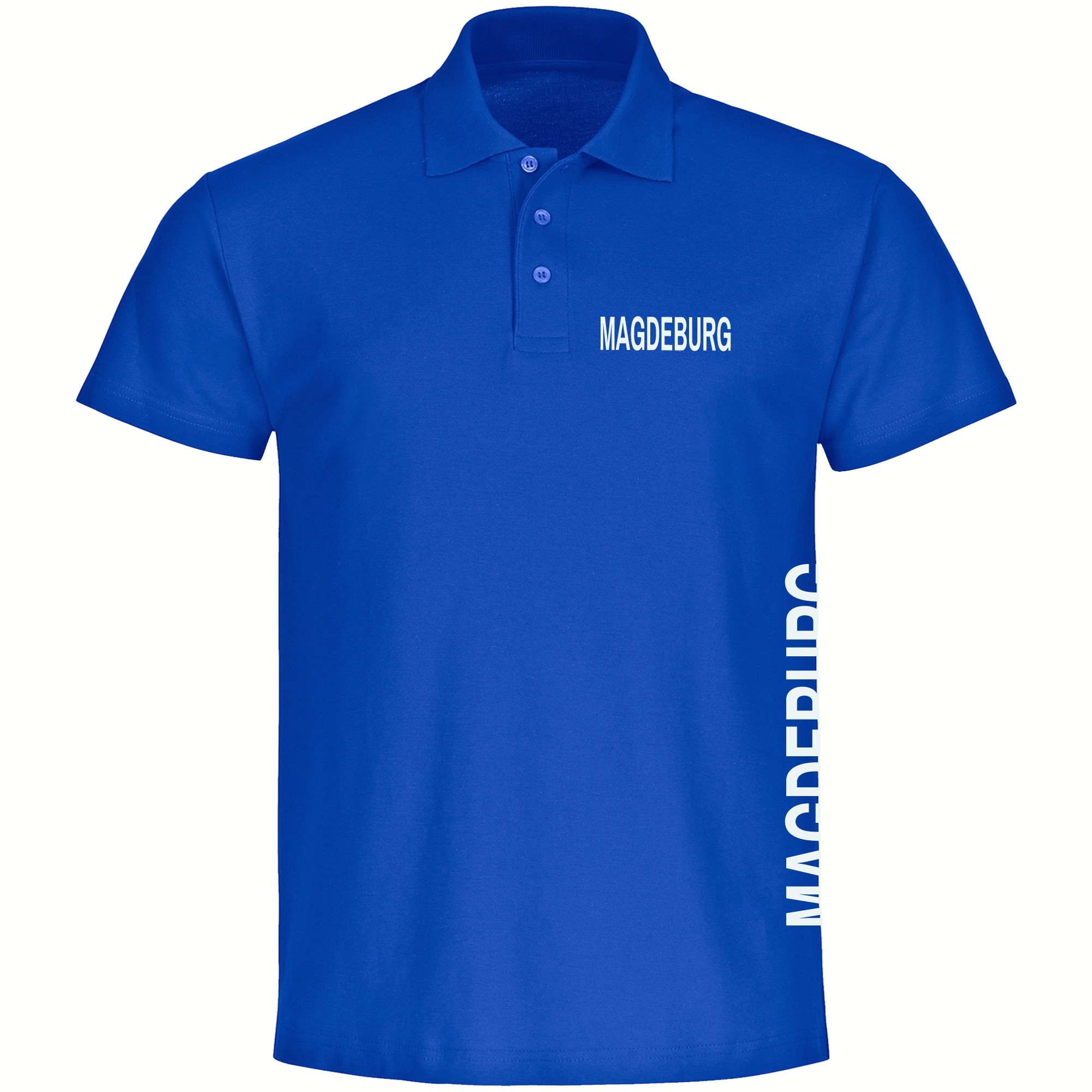 multifanshop Poloshirt - Magdeburg - Brust & Seite - Druck wei&szlig; - Polo - Bild 1