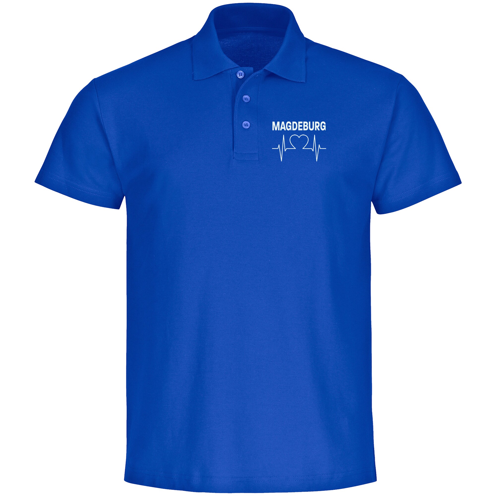 multifanshop Poloshirt - Magdeburg - Herzschlag - Druck wei&szlig; - Polo - Bild 1