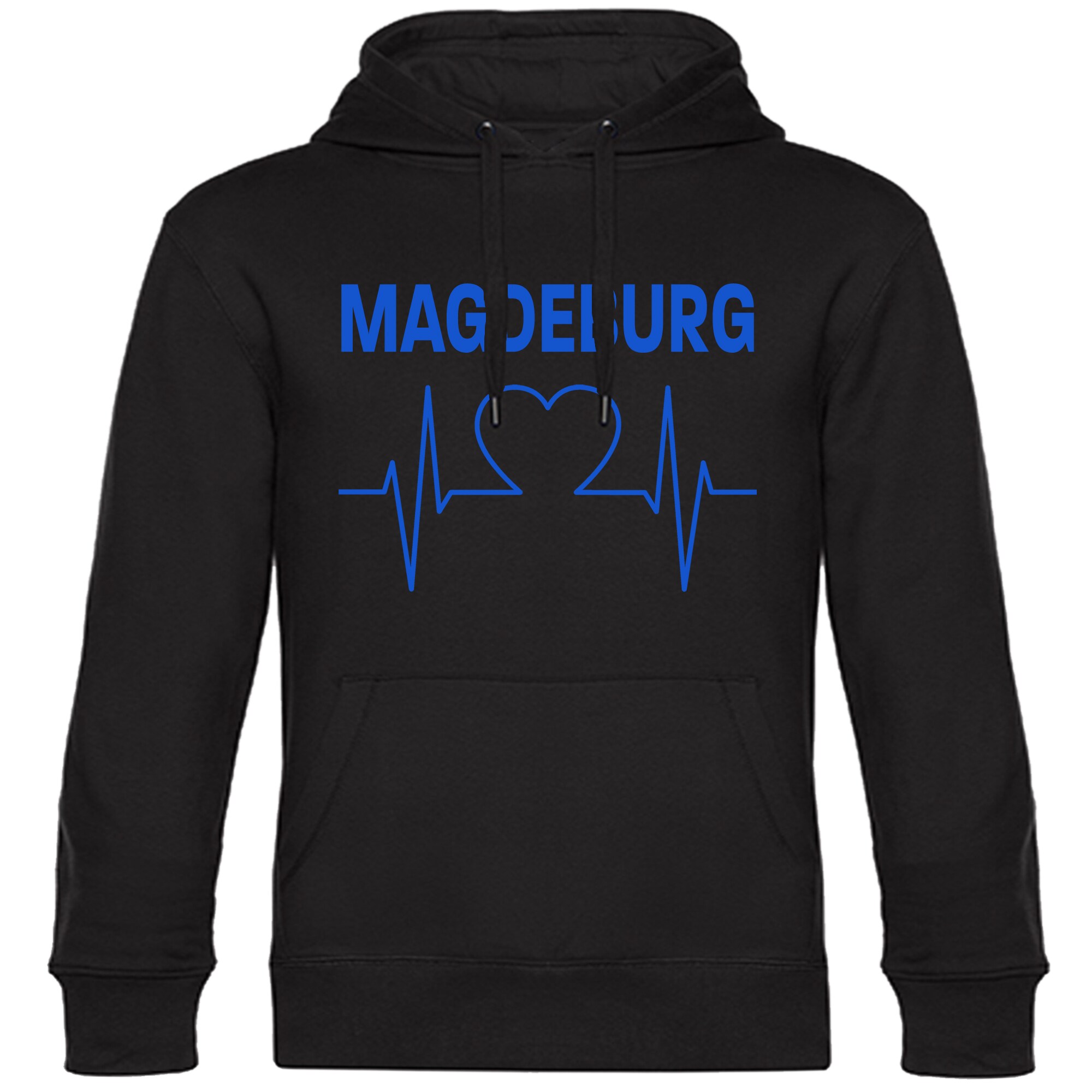 multifanshop Kapuzen Sweatshirt - Magdeburg - Herzschlag - Druck blau - Hoodie - Bild 1