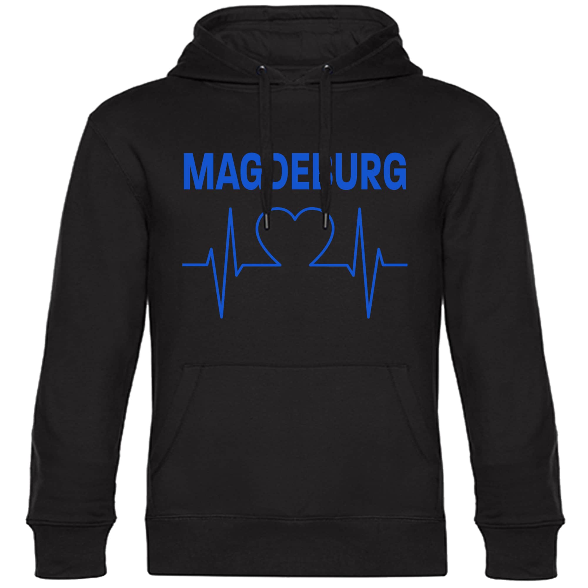 multifanshop Kapuzen Sweatshirt - Magdeburg - Herzschlag - Druck blau - Hoodie - Bild 1