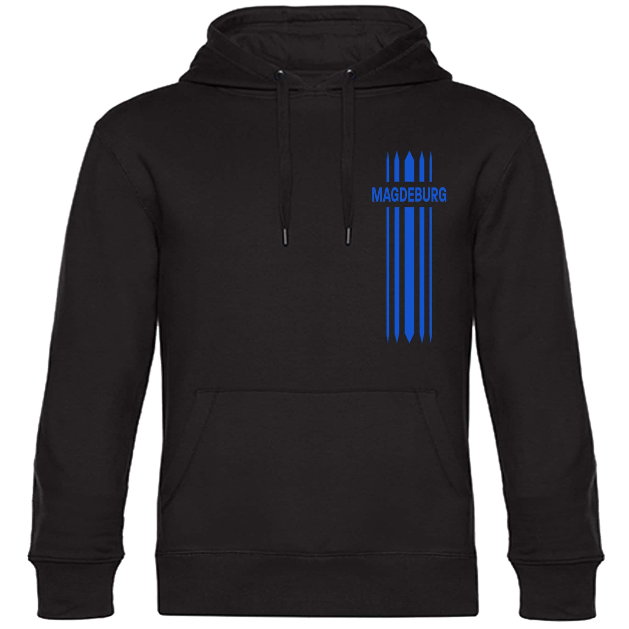 multifanshop Kapuzen Sweatshirt - Magdeburg - Streifen - Druck blau - Hoodie - Bild 1