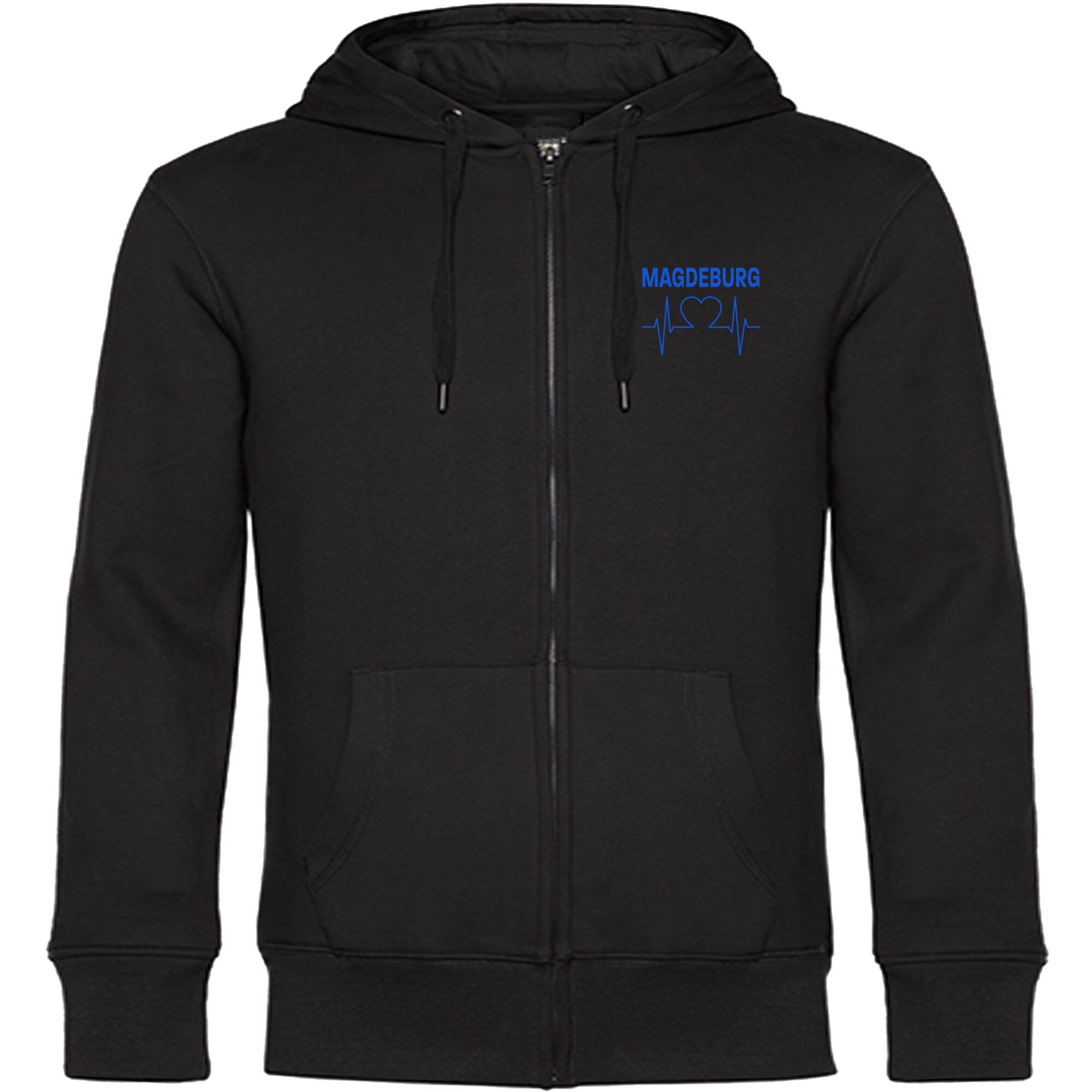 multifanshop Kapuzen Sweatshirt Jacke - Magdeburg - Herzschlag - Druck blau - Jacke - Bild 1