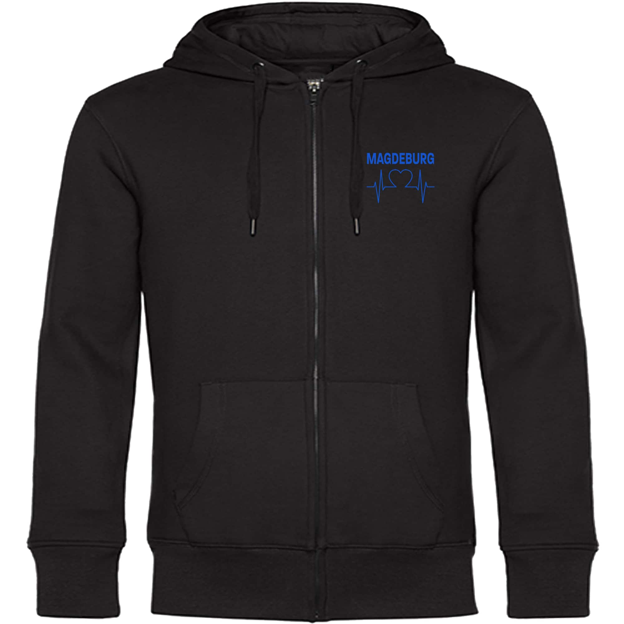multifanshop Kapuzen Sweatshirt Jacke - Magdeburg - Herzschlag - Druck blau - Sweat - Bild 1