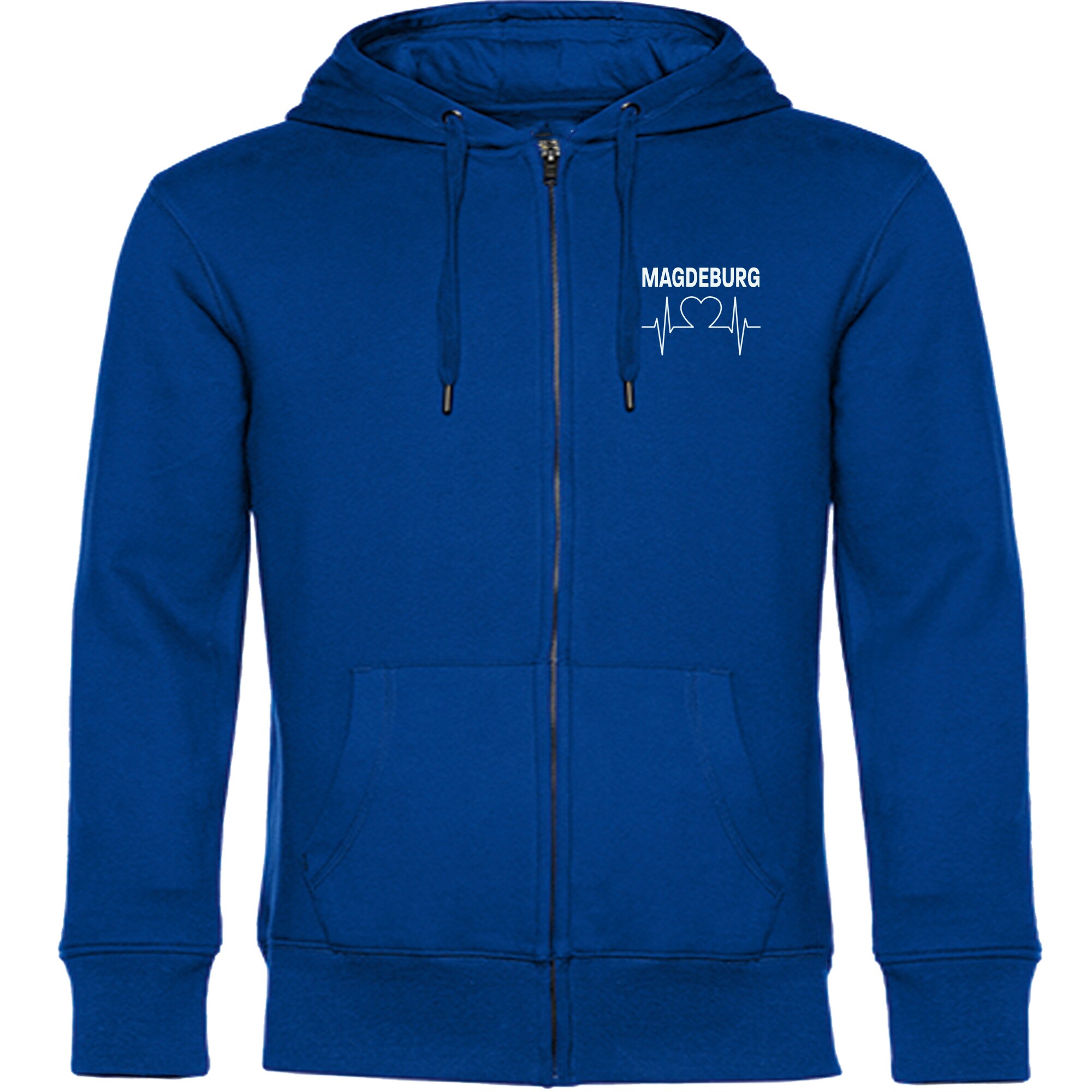 multifanshop Kapuzen Sweatshirt Jacke - Magdeburg - Herzschlag - Druck wei&szlig; - Sweat - Bild 1