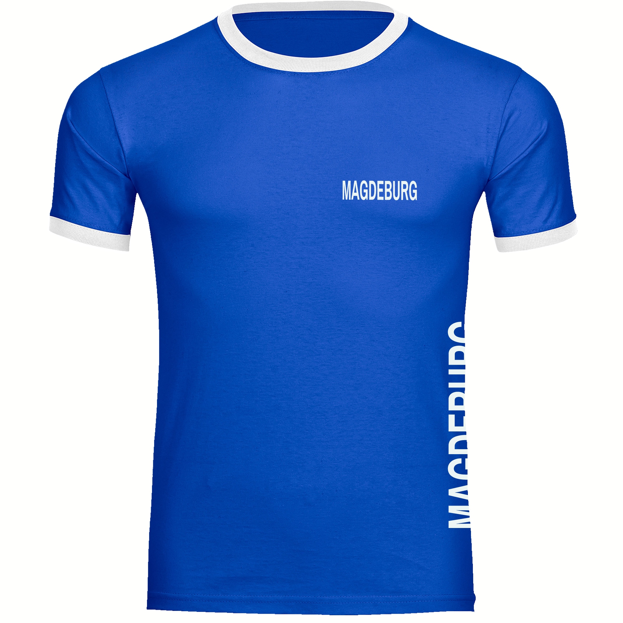 multifanshop Kontrast T-Shirt - Magdeburg - Brust & Seite - Druck wei&szlig; - M&auml;nner - Bild 1