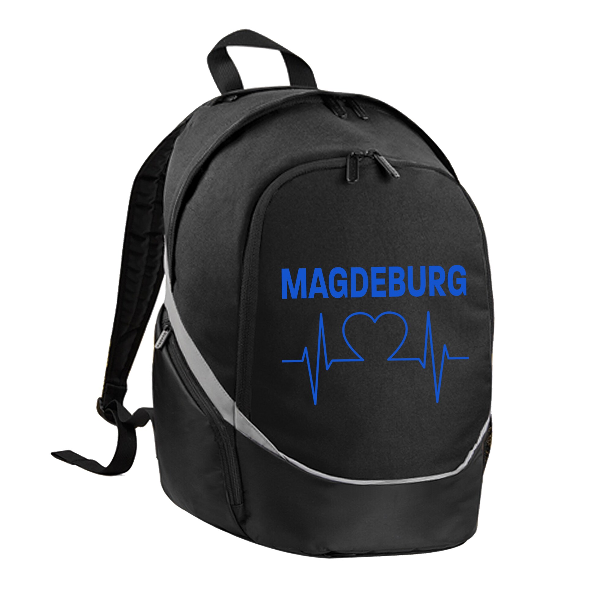 multifanshop Rucksack - Magdeburg - Herzschlag - Druck blau - Tasche - Bild 1