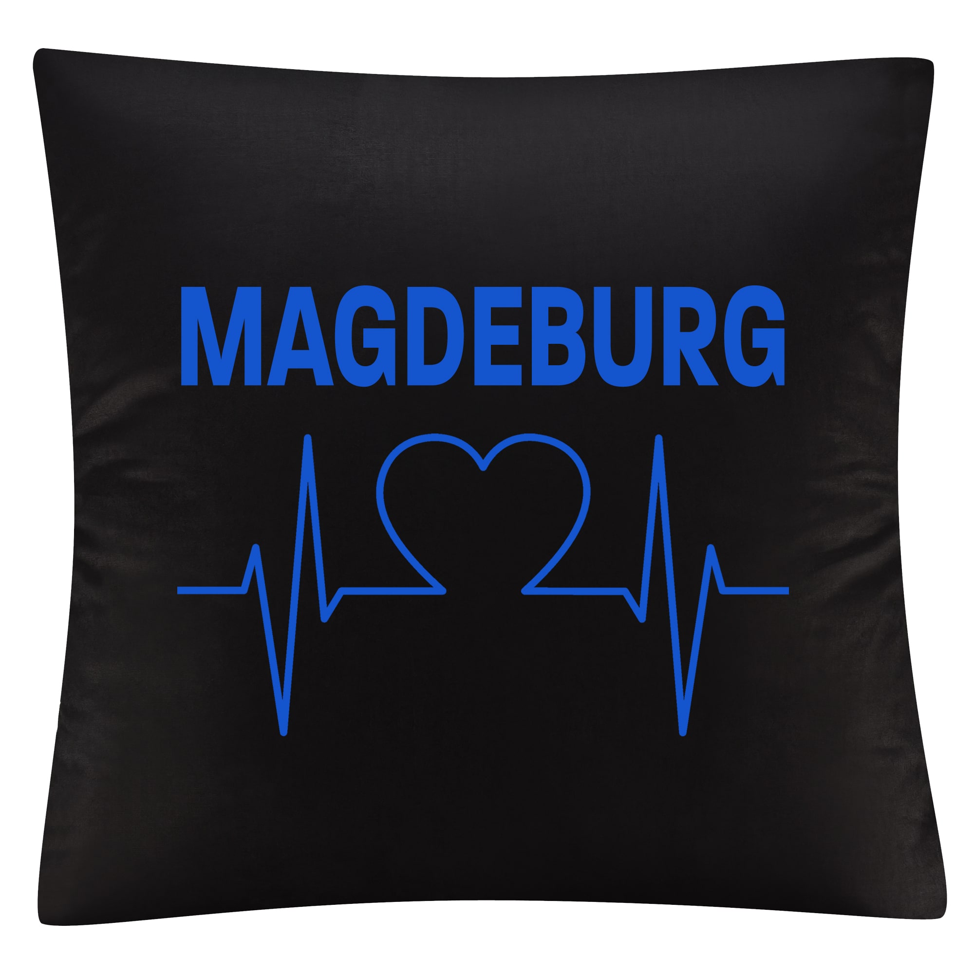 multifanshop Kissenbezug - Magdeburg - Herzschlag - Druck blau - Kissen - Bild 1