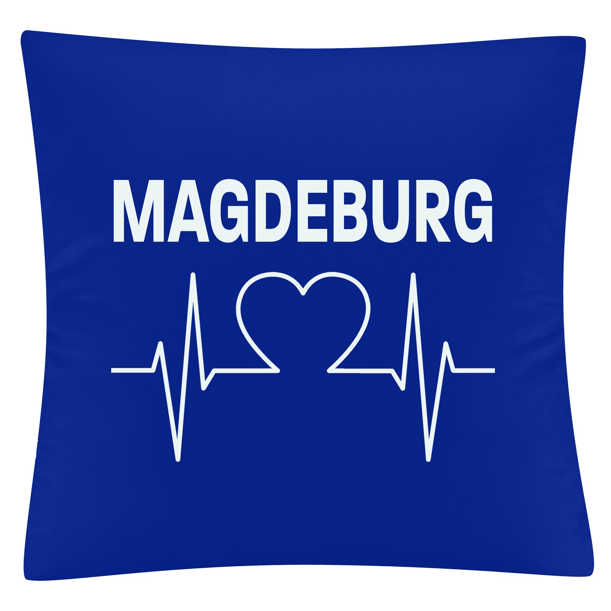 multifanshop Kissenbezug - Magdeburg - Herzschlag - Druck wei&szlig; - Kissen - Bild 1