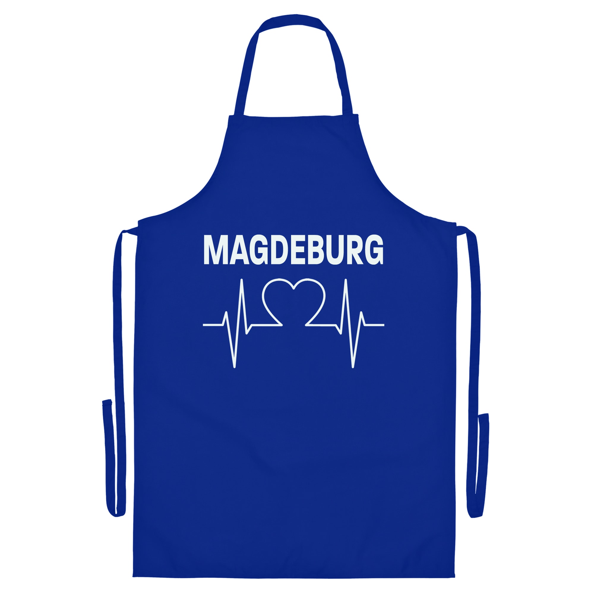 multifanshop Grillsch&uuml;rze - Magdeburg - Herzschlag - Druck wei&szlig; - Sch&uuml;rze - Bild 1