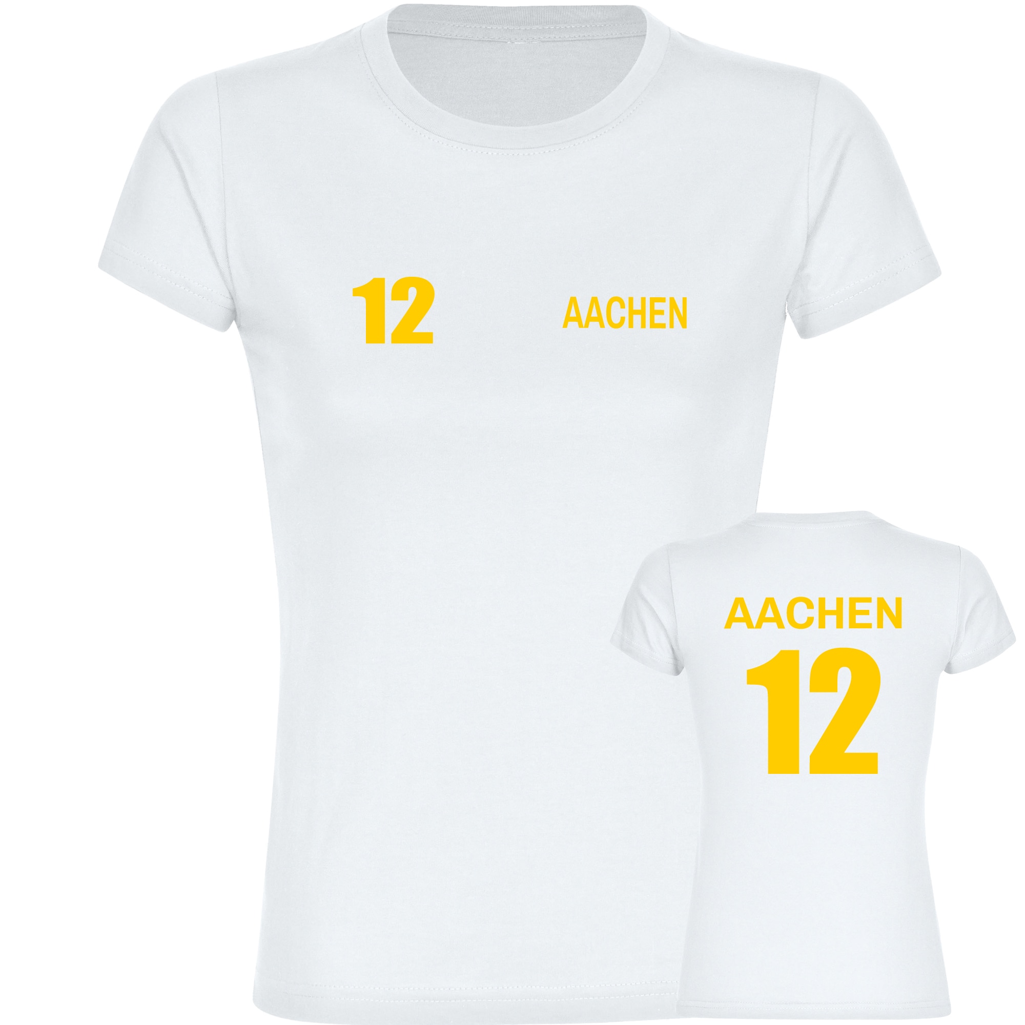 multifanshop Damen T-Shirt - Aachen - Trikot Nummer 12 - Druck gelb - Frauen - Bild 1