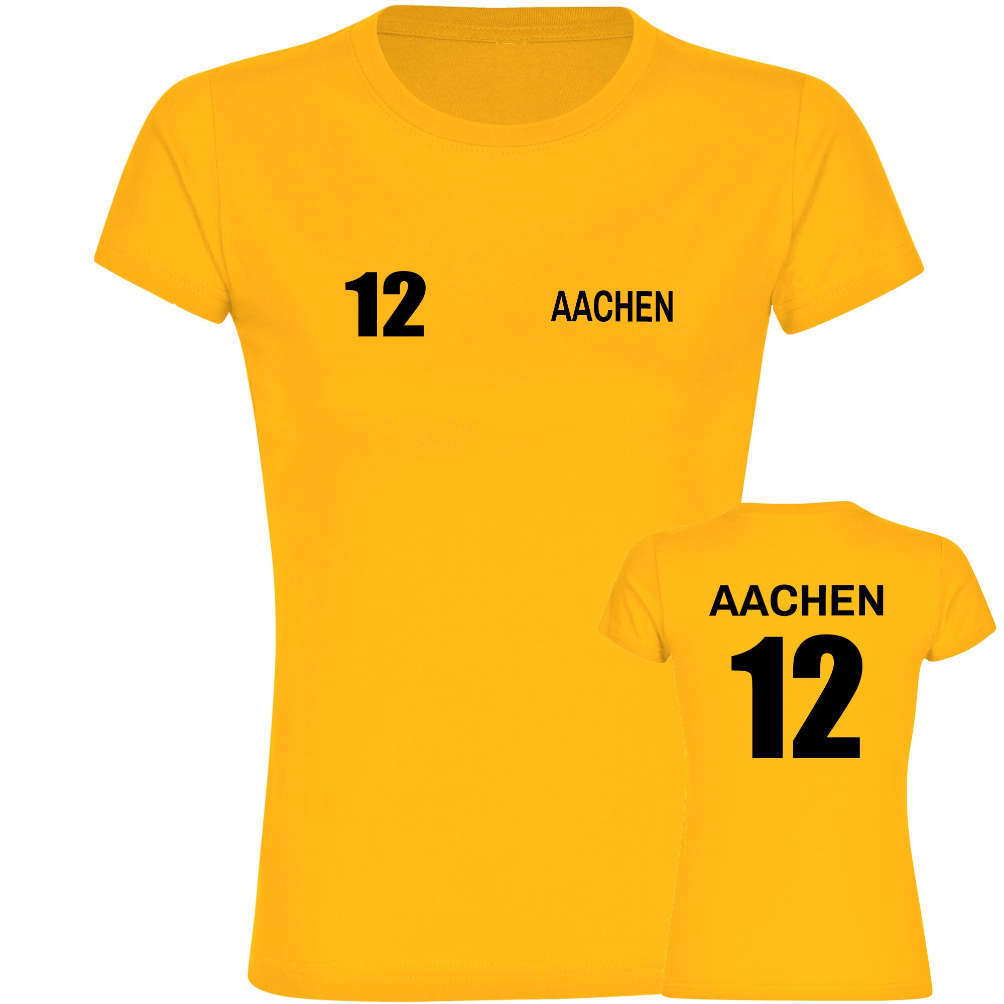 multifanshop Damen T-Shirt - Aachen - Trikot Nummer 12 - Druck schwarz - Frauen - Bild 1