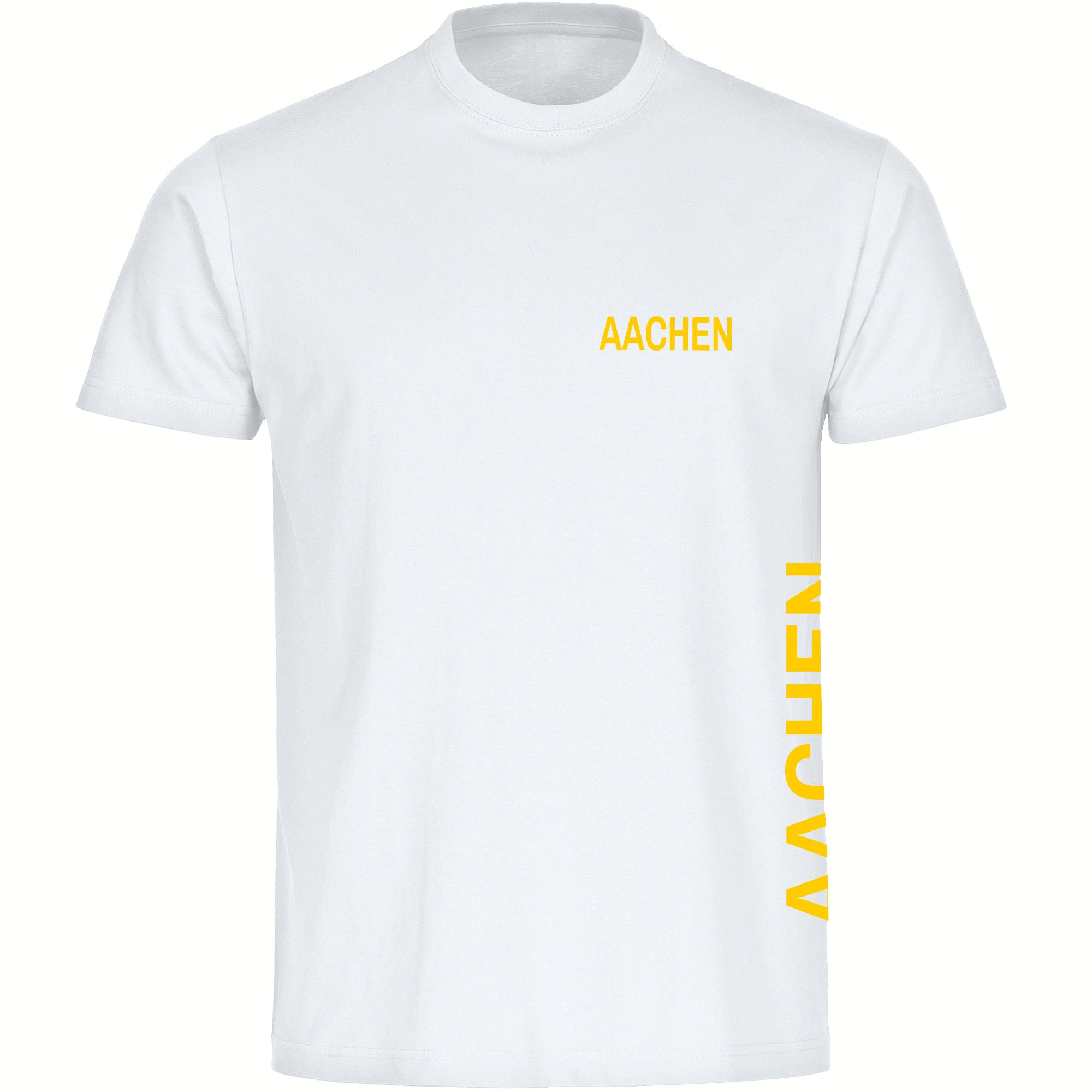 multifanshop Herren T-Shirt - Aachen - Brust & Seite - Druck gelb - M&auml;nner - Bild 1