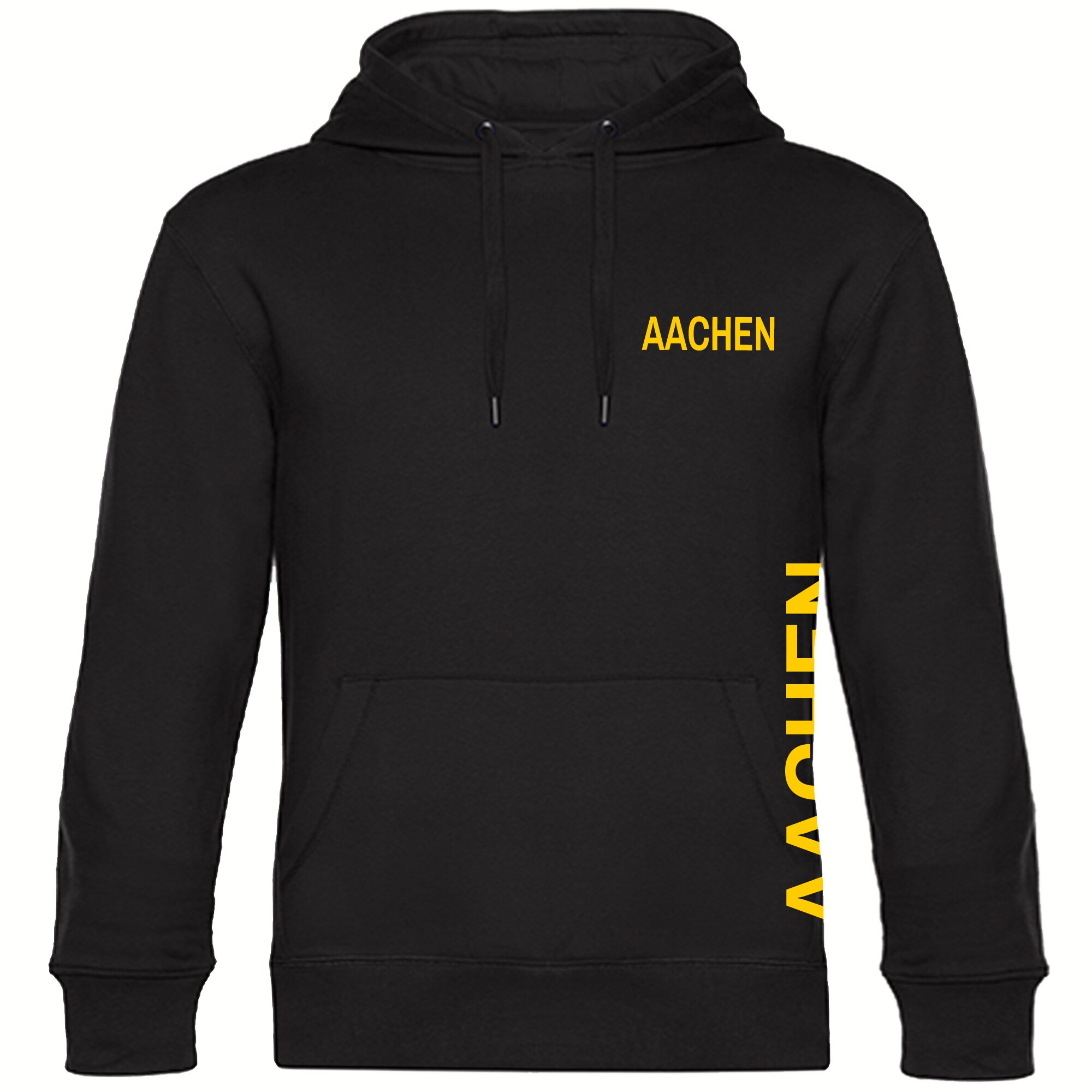 multifanshop Kapuzen Sweatshirt - Aachen - Brust & Seite - Druck gelb - Hoodie - Bild 1
