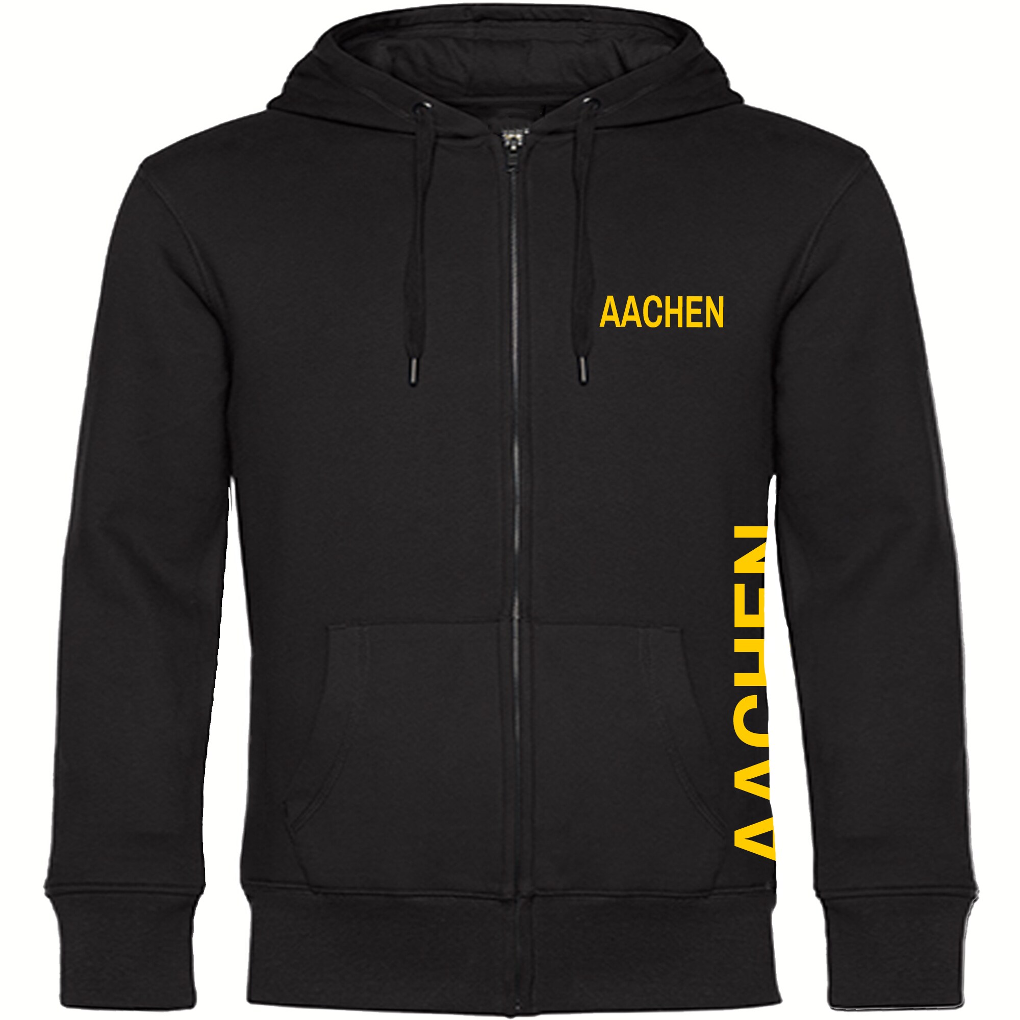 multifanshop Kapuzen Sweatshirt Jacke - Aachen - Brust & Seite - Druck gelb - Sweat - Bild 1