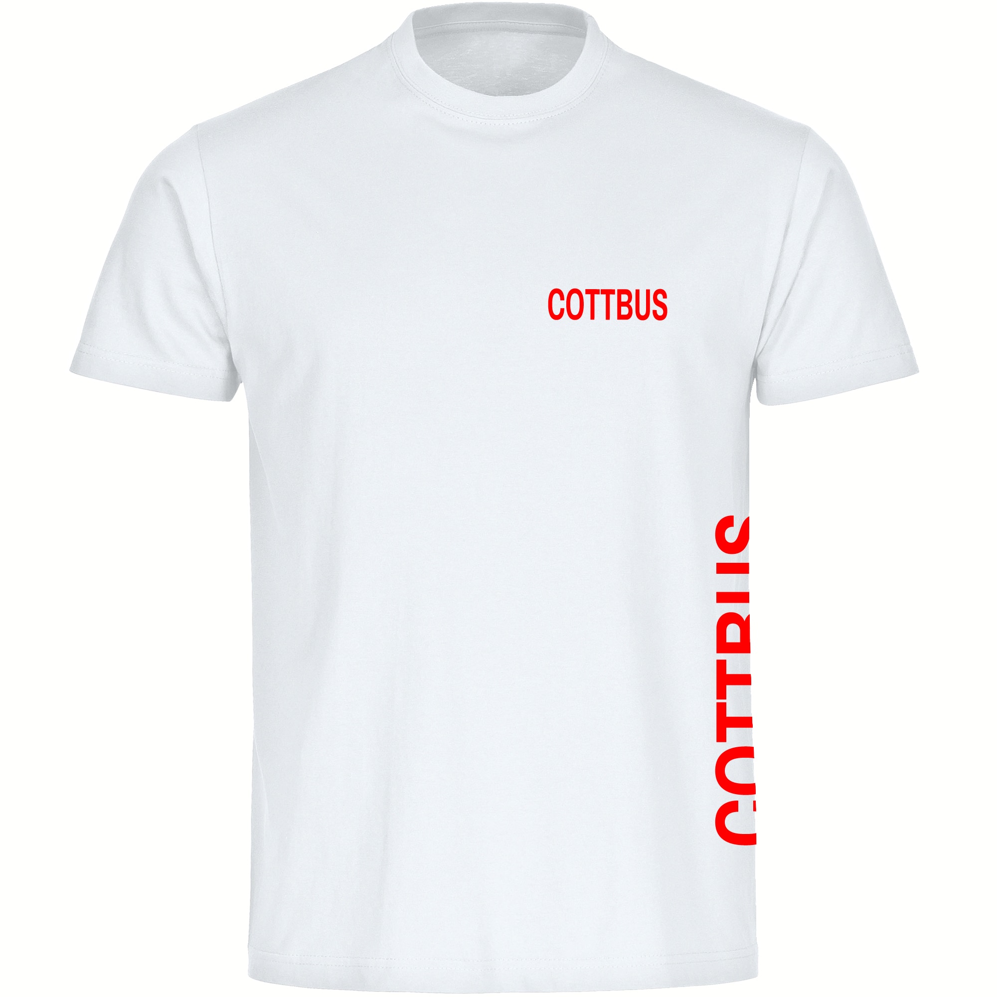 multifanshop Herren T-Shirt - Cottbus - Brust & Seite - Druck rot - M&auml;nner - Bild 1