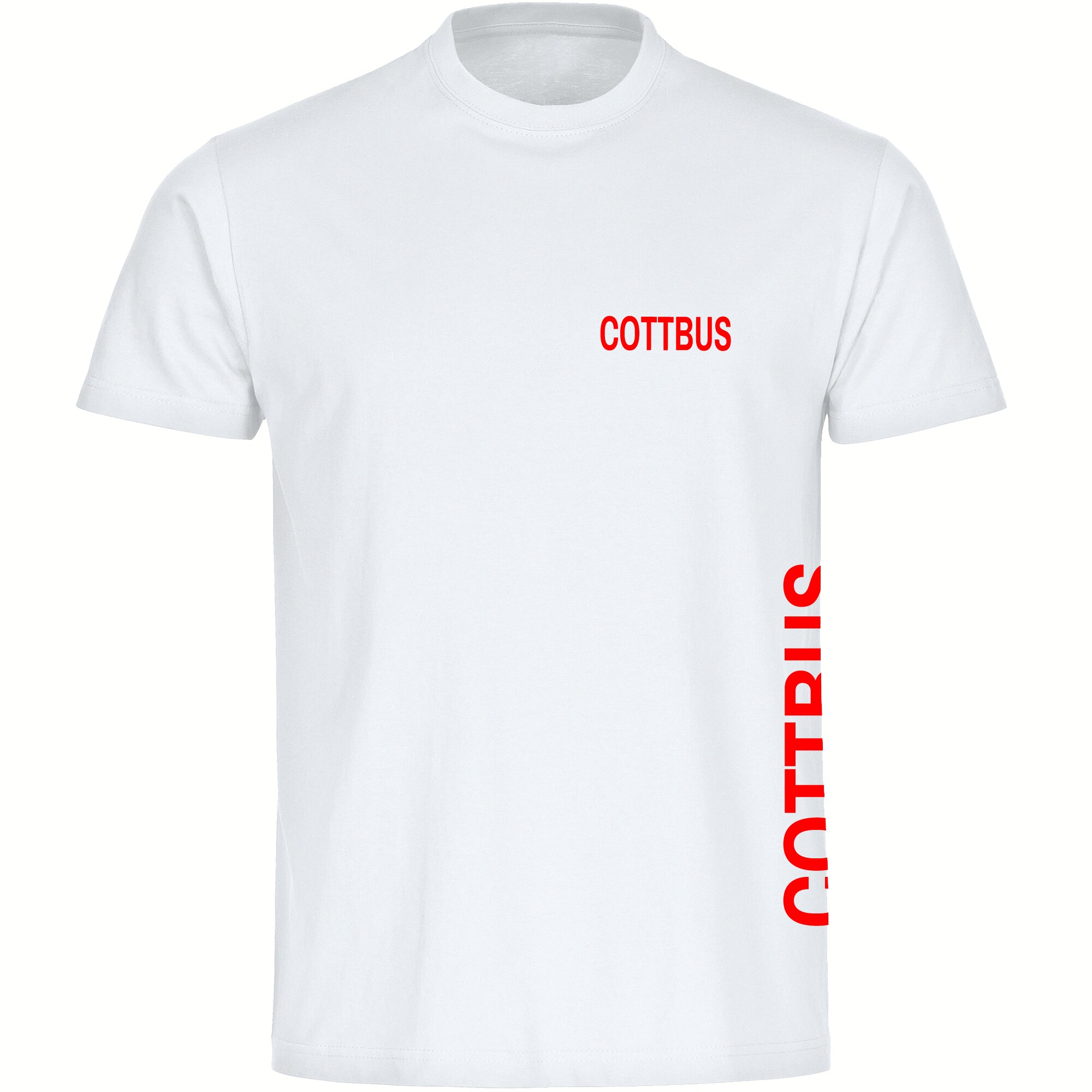 multifanshop Herren T-Shirt - Cottbus - Brust & Seite - Druck rot - M&auml;nner - Bild 1