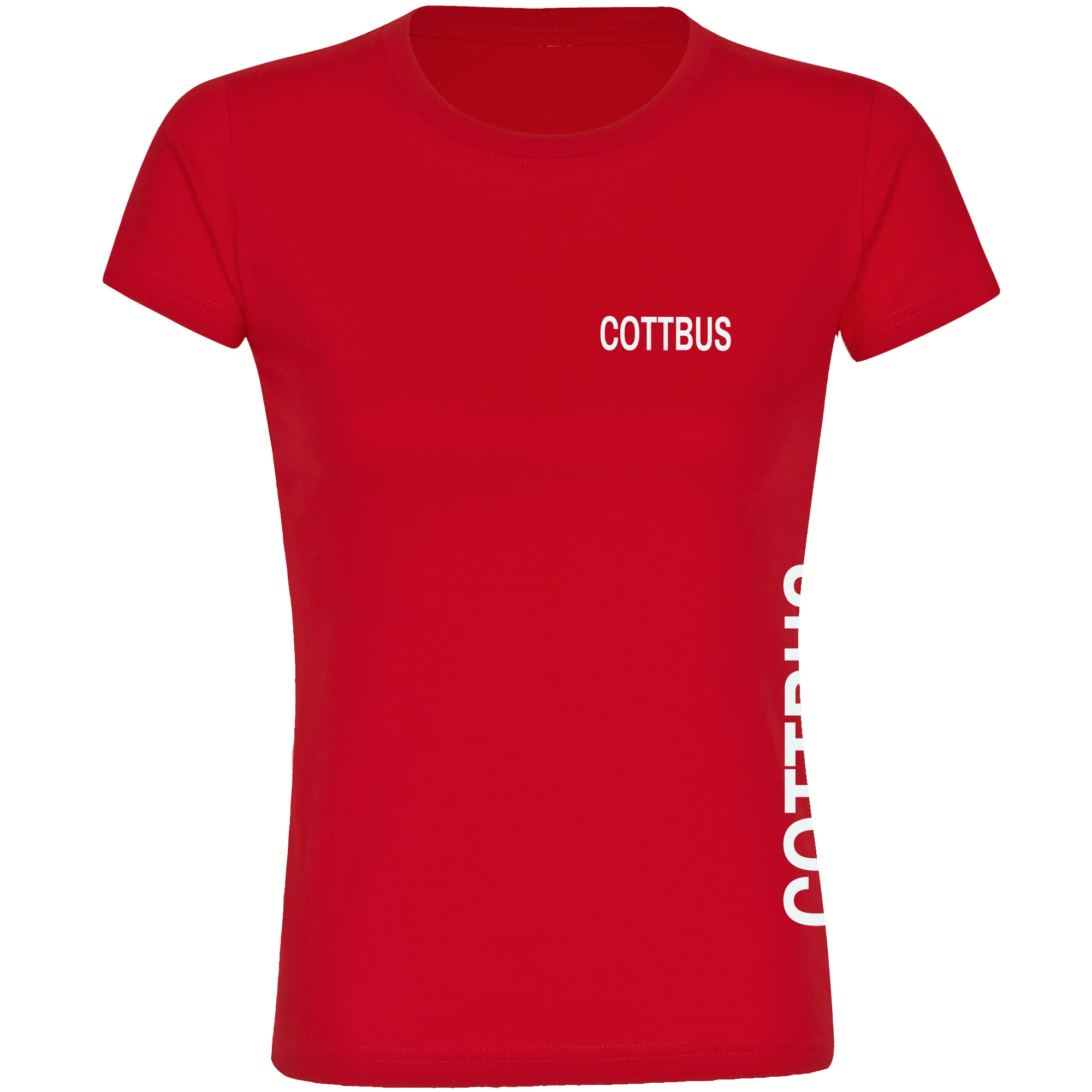 multifanshop Damen T-Shirt - Cottbus - Brust & Seite - Druck wei&szlig; - Frauen - Bild 1
