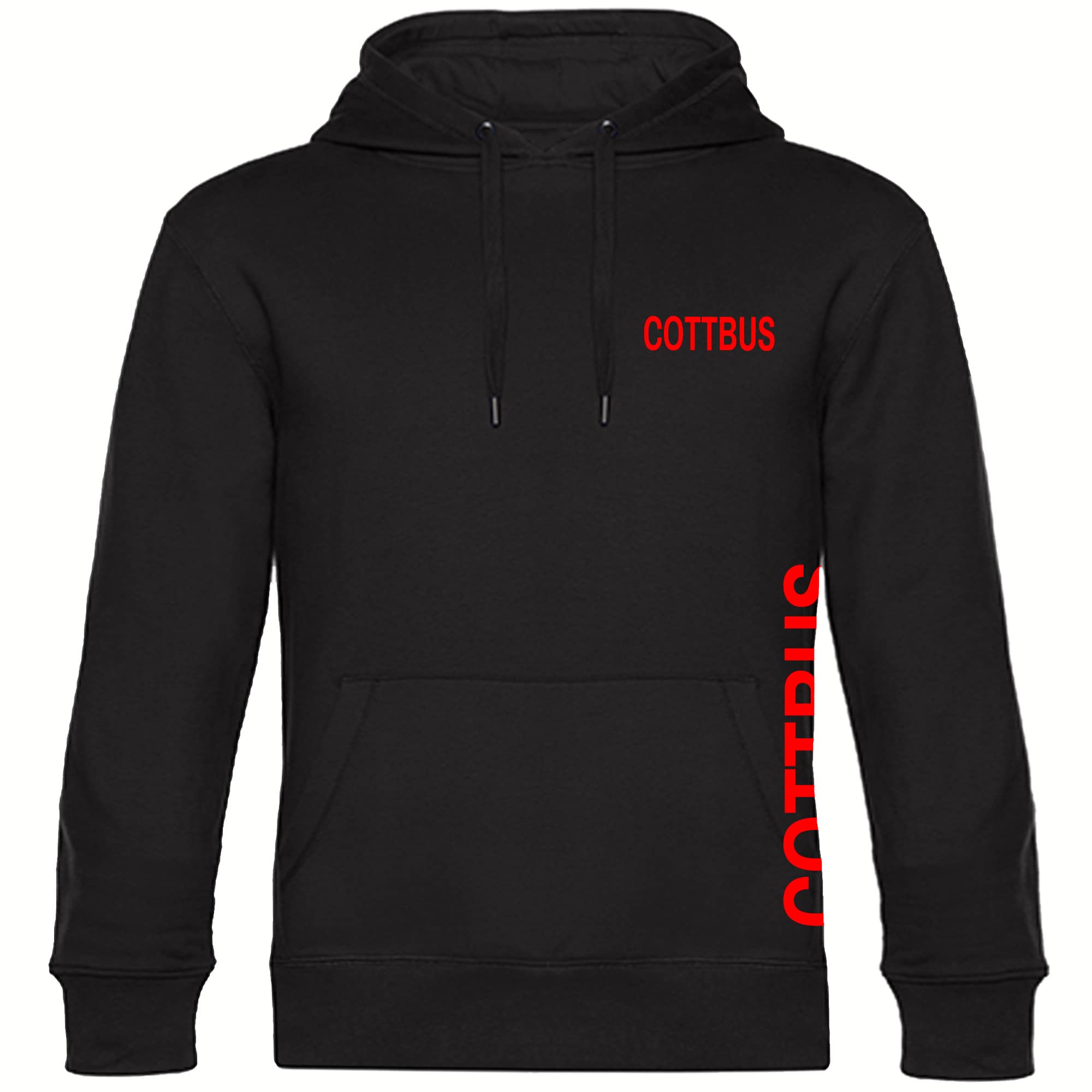 multifanshop Kapuzen Sweatshirt - Cottbus - Brust & Seite - Druck rot - Hoodie - Bild 1