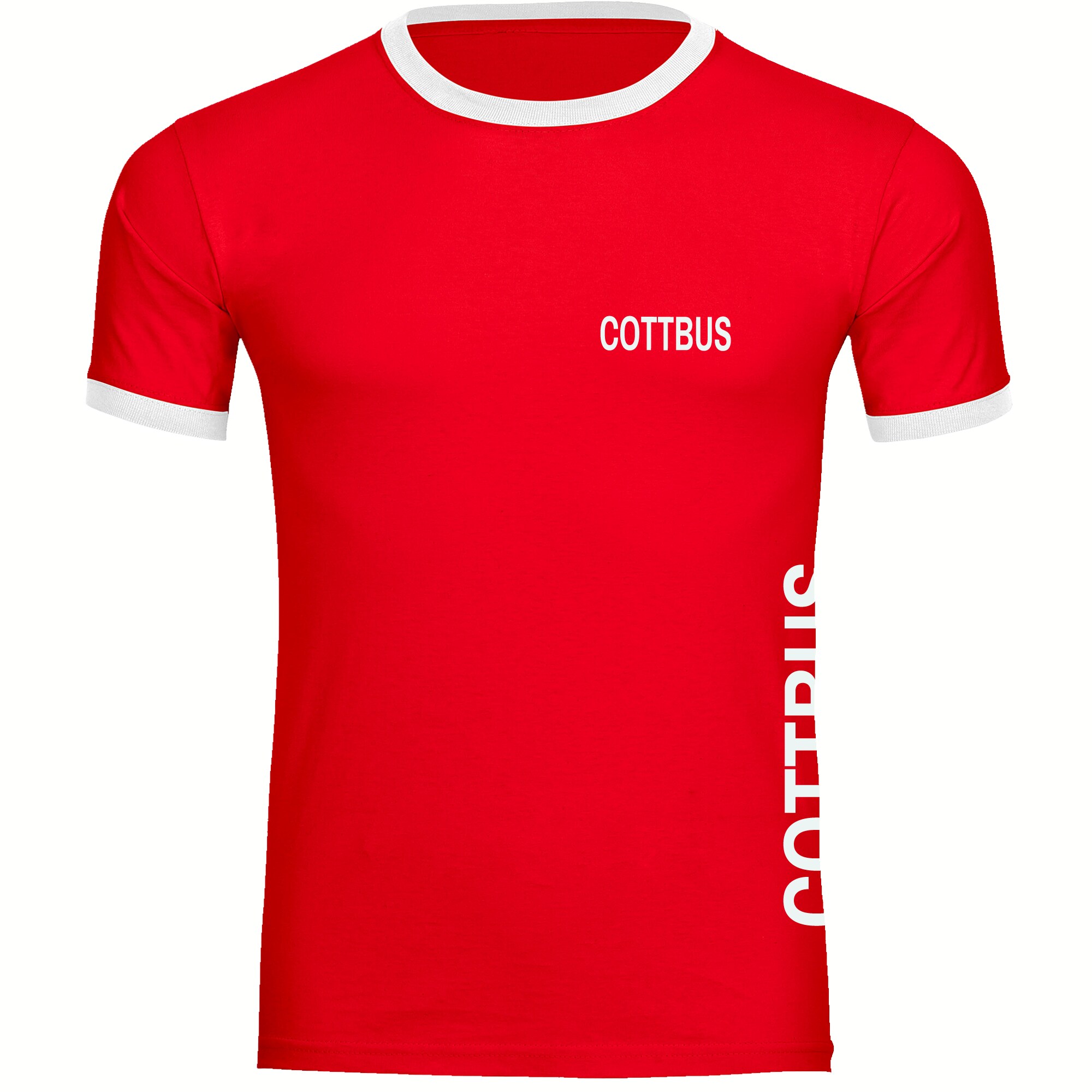 multifanshop Kontrast T-Shirt - Cottbus - Brust & Seite - Druck wei&szlig; - M&auml;nner - Bild 1