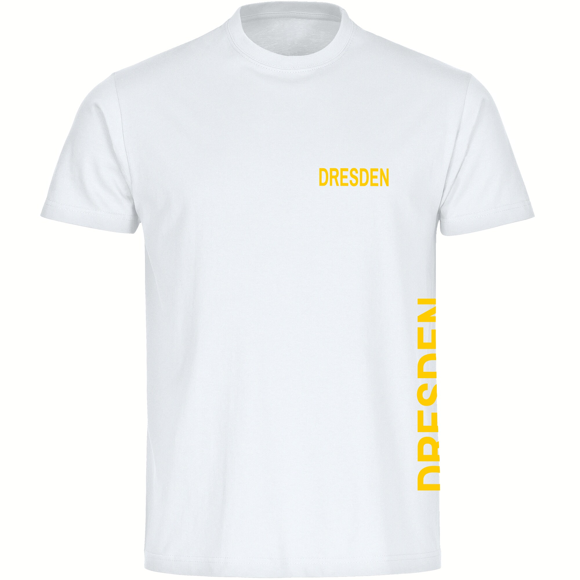 multifanshop Herren T-Shirt - Dresden - Brust & Seite - Druck gelb - M&auml;nner - Bild 1