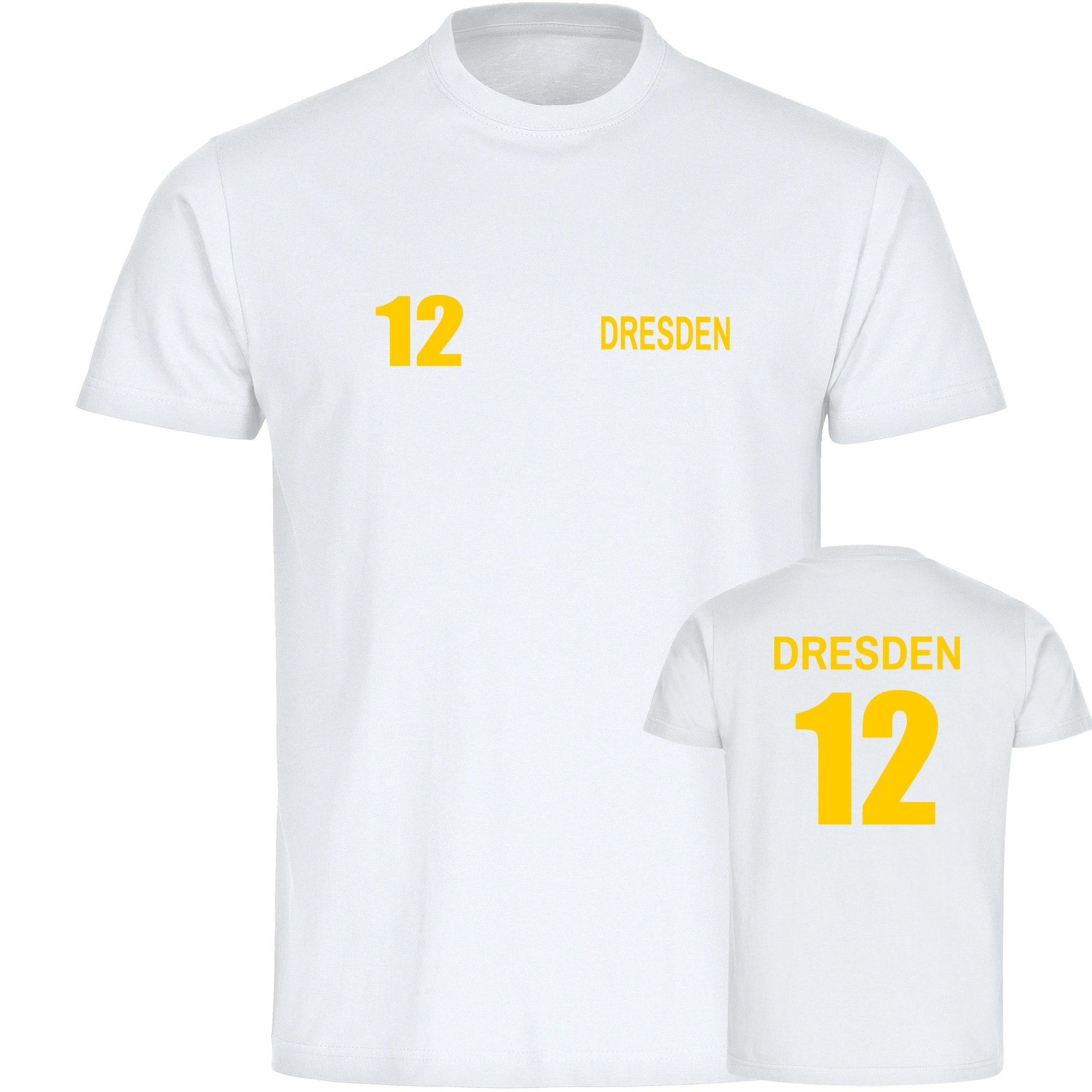 multifanshop Herren T-Shirt - Dresden - Trikot Nummer 12 - Druck gelb - M&auml;nner - Bild 1