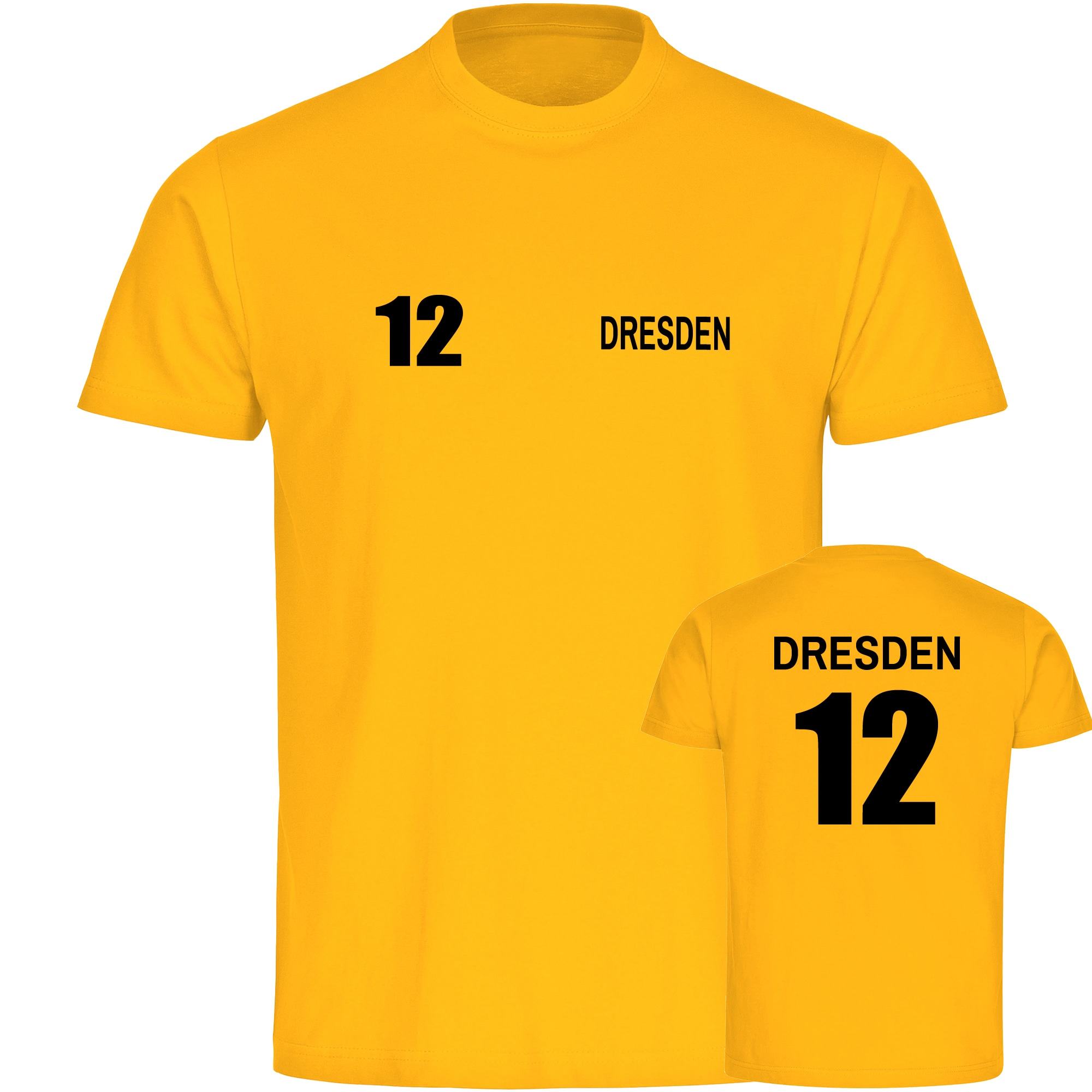 multifanshop Herren T-Shirt - Dresden - Trikot Nummer 12 - Druck schwarz - M&auml;nner - Bild 1