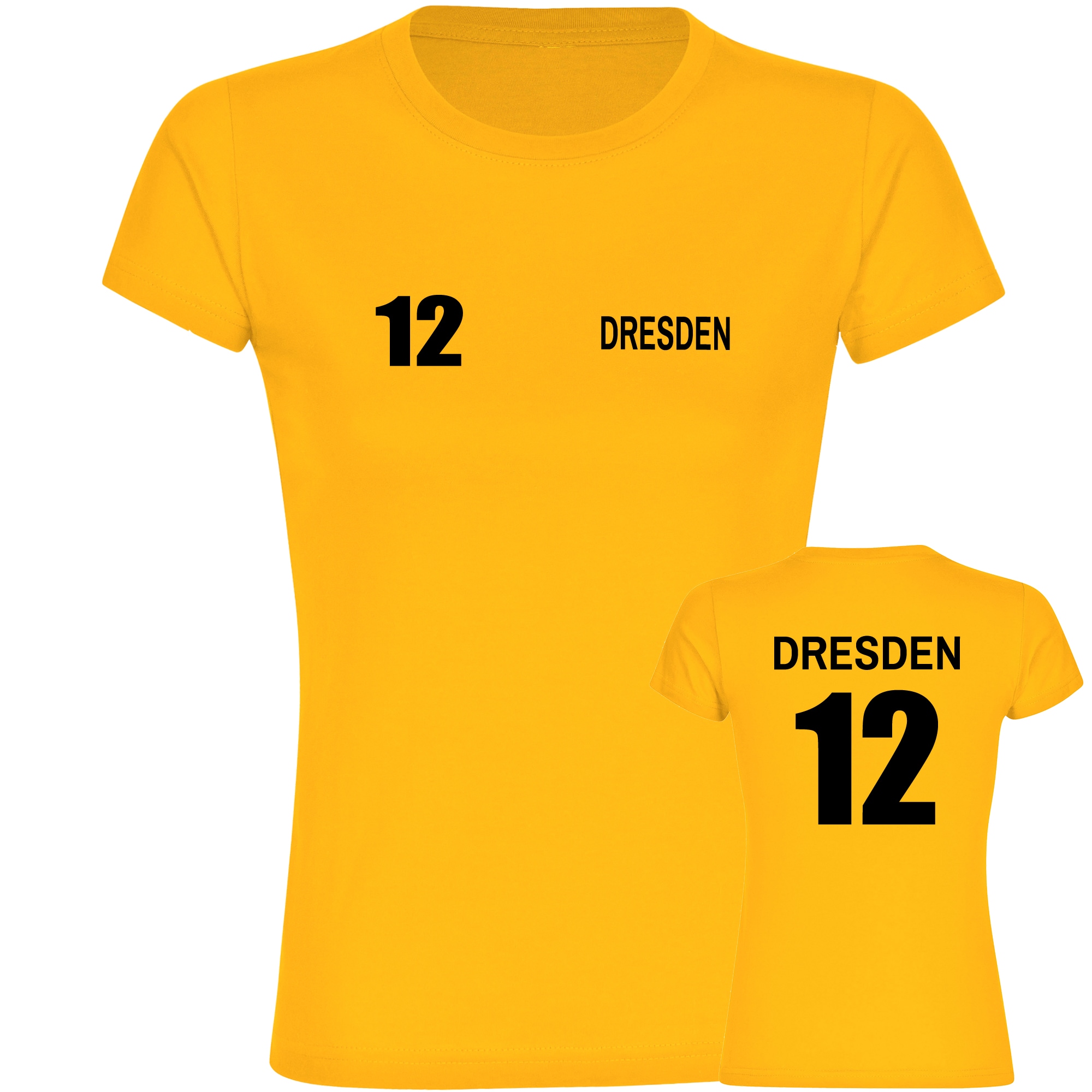 multifanshop Damen T-Shirt - Dresden - Trikot Nummer 12 - Druck schwarz - Frauen - Bild 1