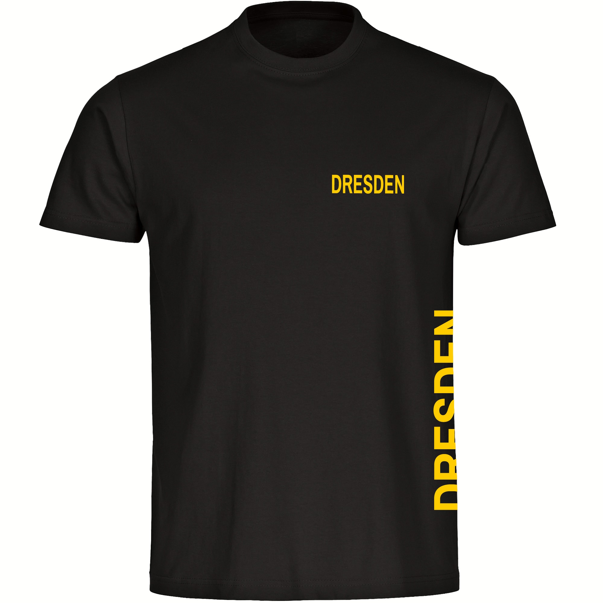multifanshop Kinder T-Shirt - Dresden - Brust & Seite - Druck gelb - Kind - Bild 1