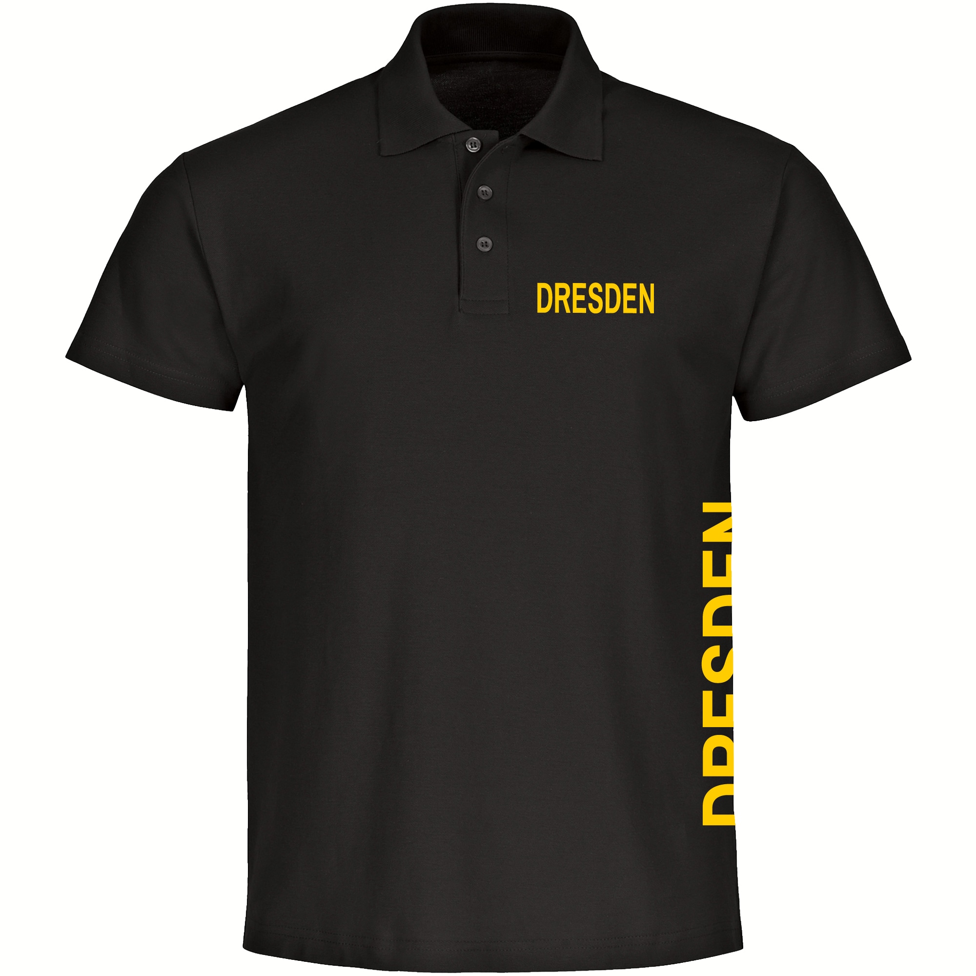 multifanshop Poloshirt - Dresden - Brust & Seite - Druck gelb - Polo - Bild 1