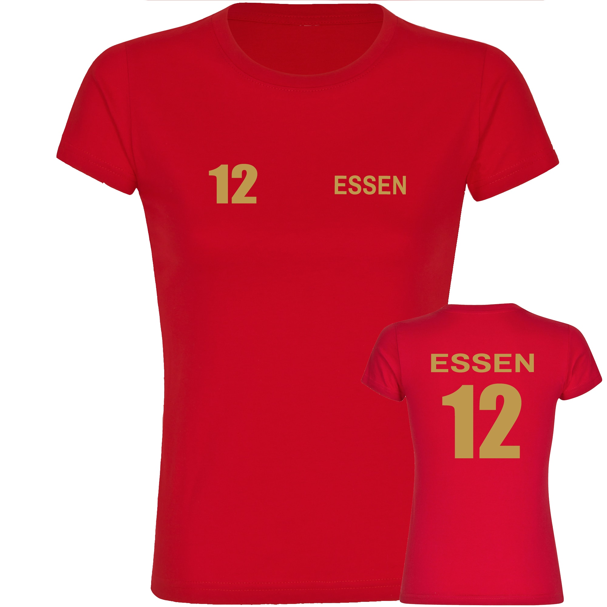 multifanshop Damen T-Shirt - Essen - Trikot Nummer 12 gold - Druck gold metallic - Frauen - Bild 1