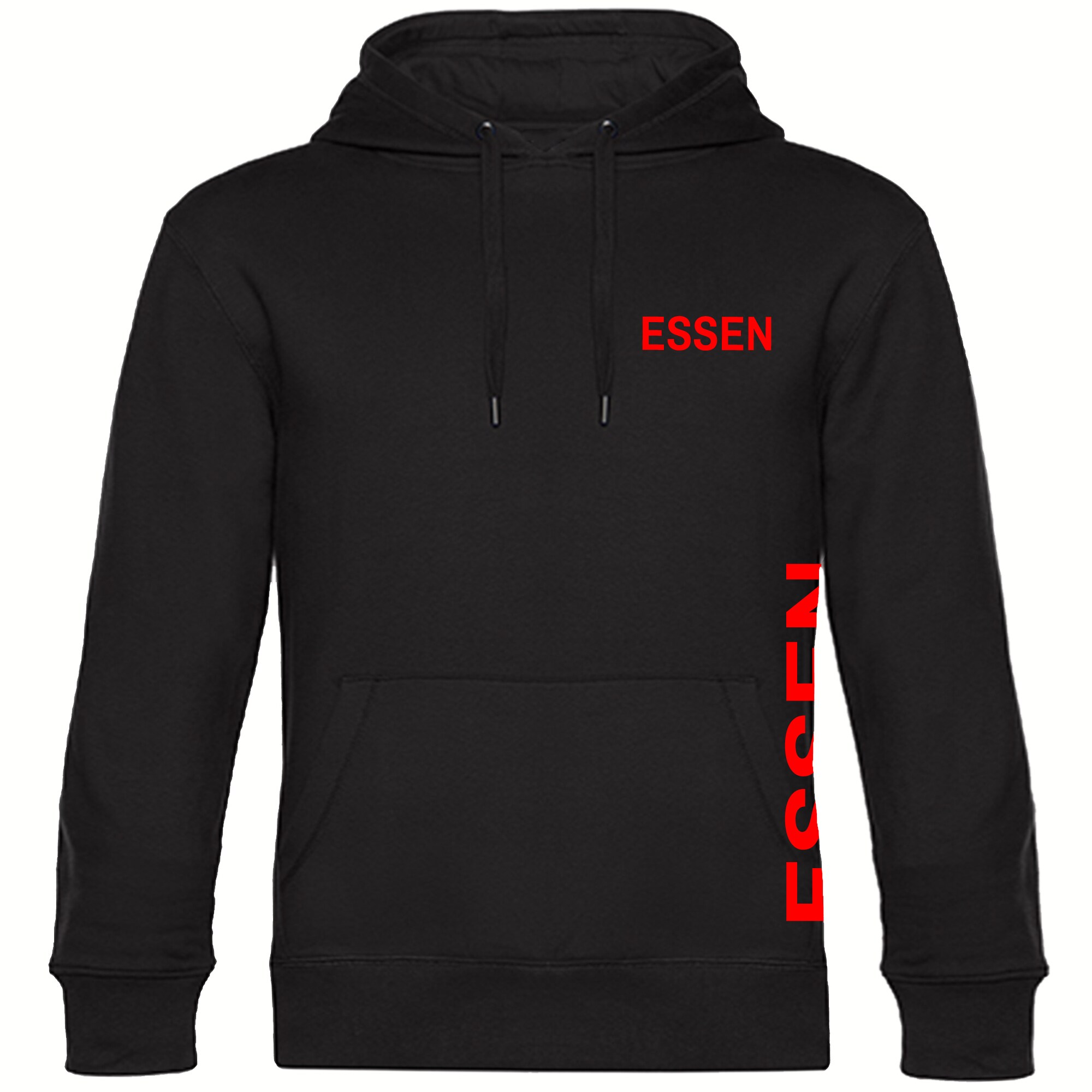 multifanshop Kapuzen Sweatshirt - Essen - Brust & Seite - Druck rot - Hoodie - Bild 1