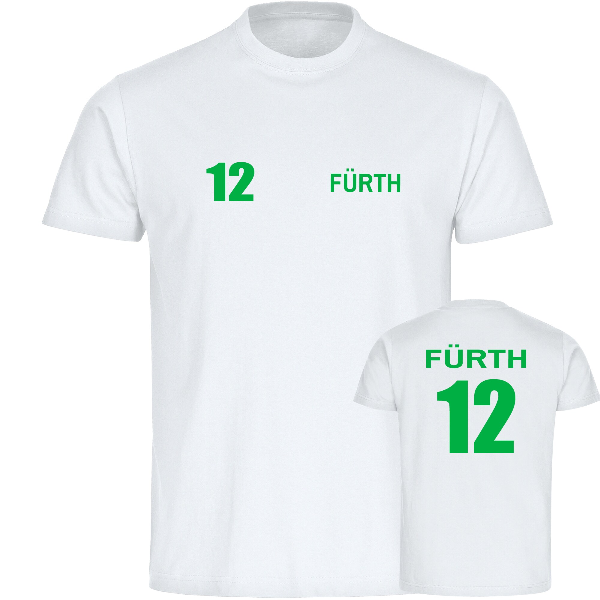 multifanshop Herren T-Shirt - F&uuml;rth - Trikot Nummer 12 - Druck gr&uuml;n - M&auml;nner - Bild 1