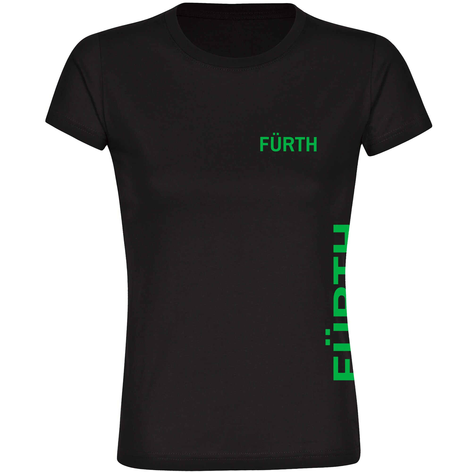 multifanshop Damen T-Shirt - F&uuml;rth - Brust & Seite - Druck gr&uuml;n - Frauen - Bild 1