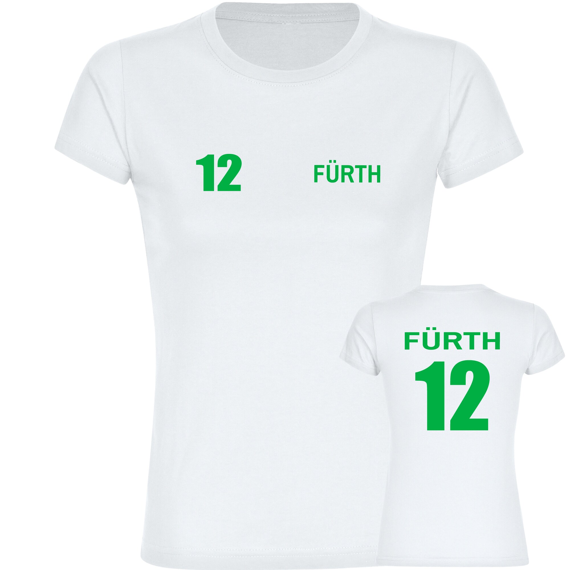 multifanshop Damen T-Shirt - F&uuml;rth - Trikot Nummer 12 - Druck gr&uuml;n - Frauen - Bild 1
