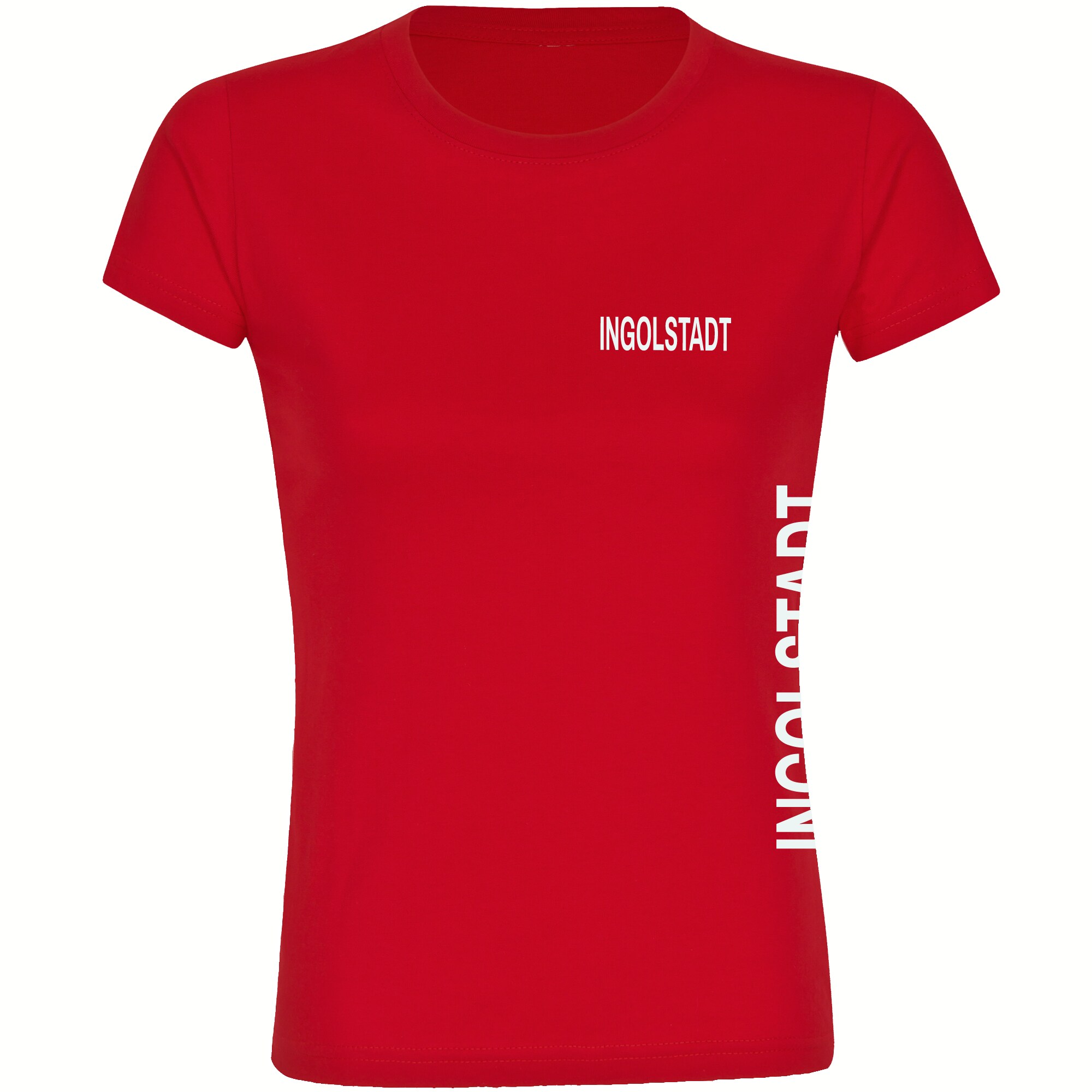 multifanshop Damen T-Shirt - Ingolstadt - Brust & Seite - Druck wei&szlig; - Frauen - Bild 1