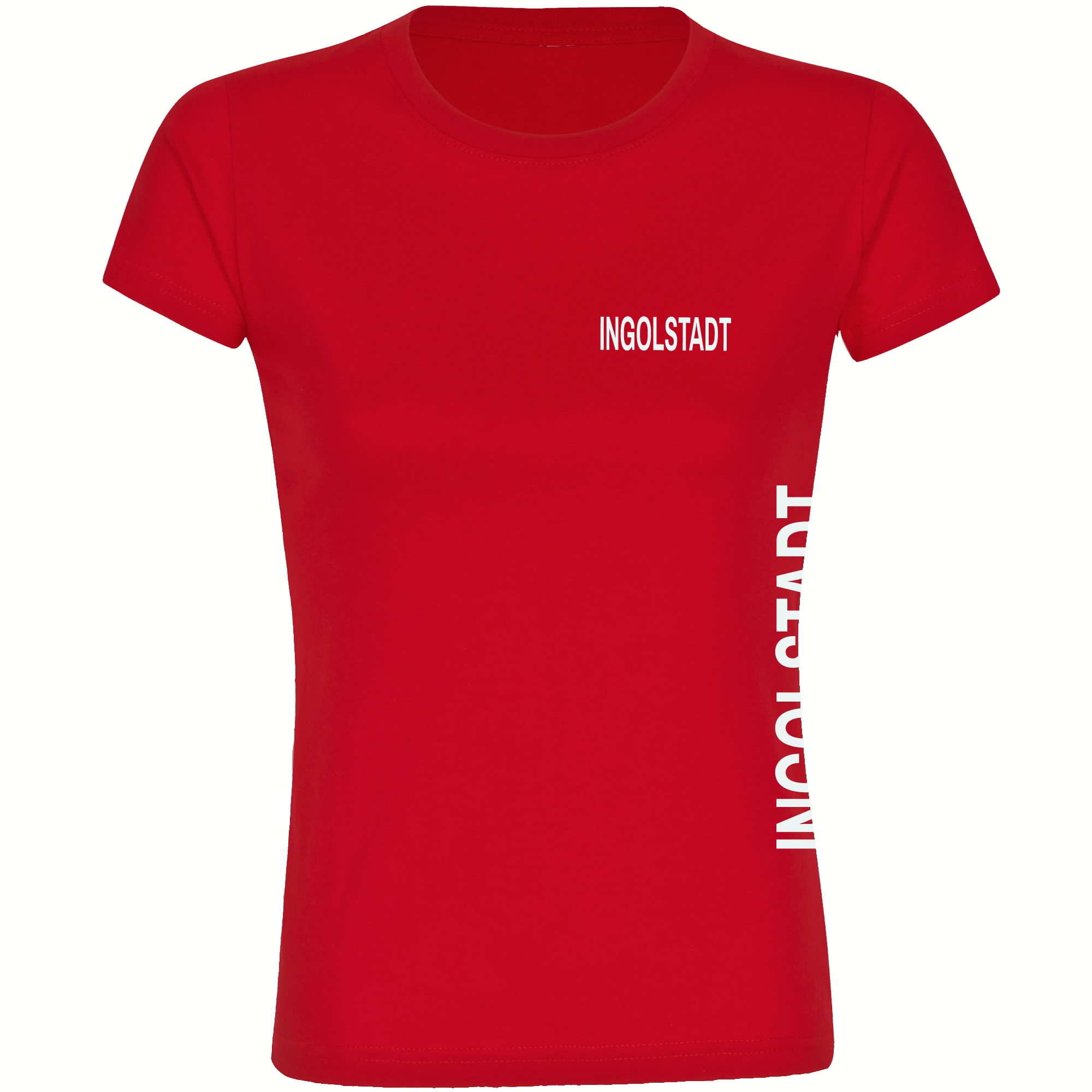 multifanshop Damen T-Shirt - Ingolstadt - Brust & Seite - Druck wei&szlig; - Frauen - Bild 1