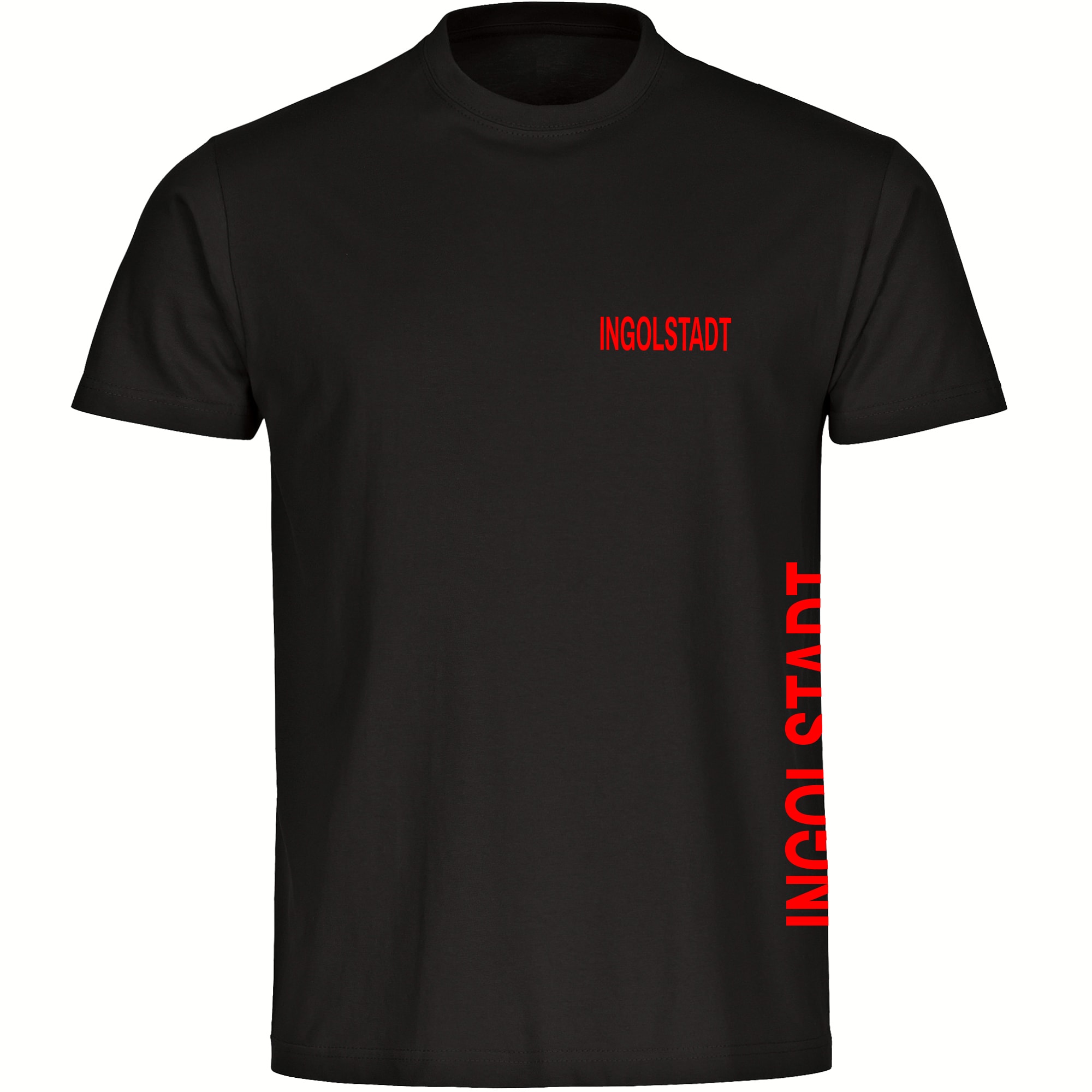 multifanshop Herren T-Shirt - Ingolstadt - Brust & Seite - Druck rot - M&auml;nner - Bild 1