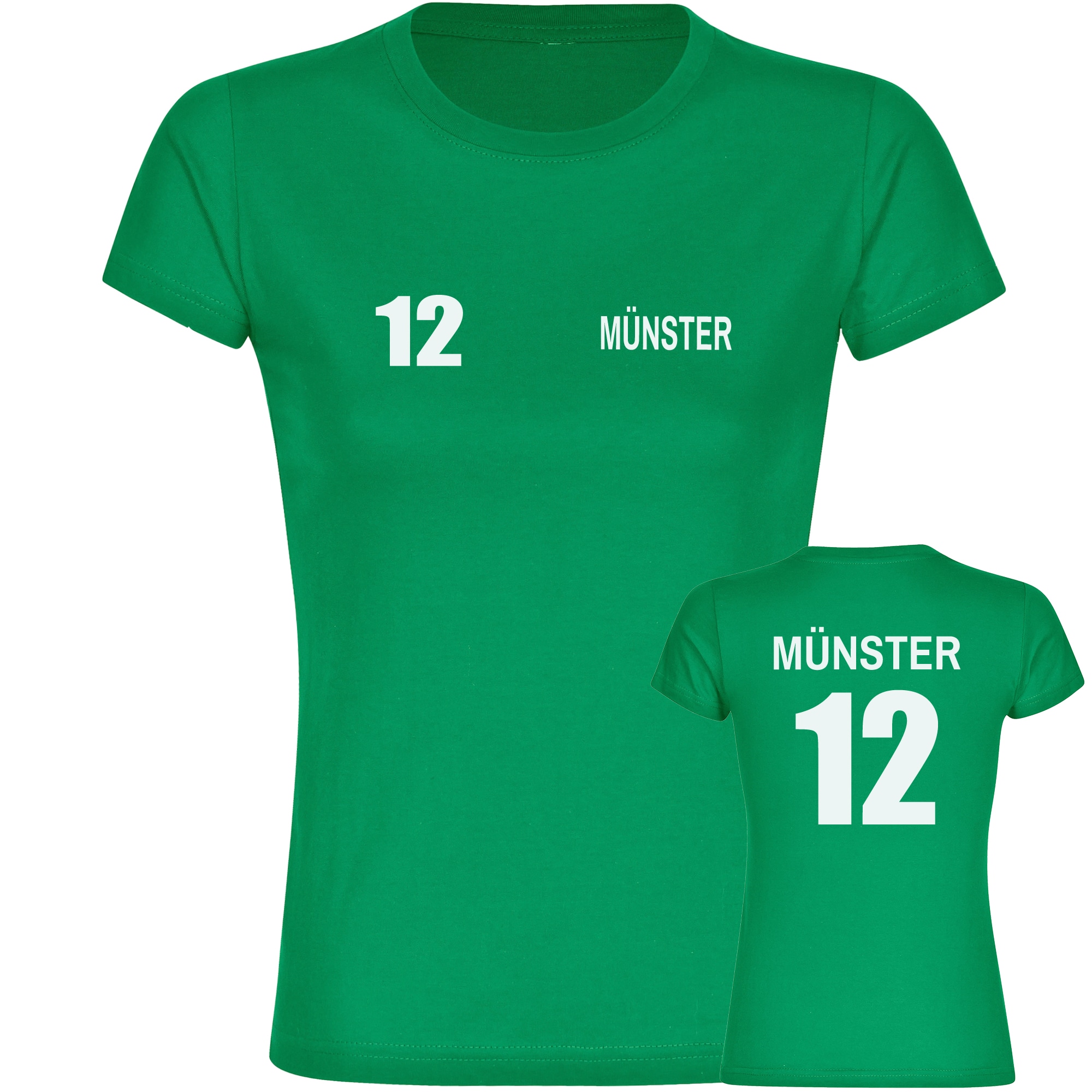 multifanshop Damen T-Shirt - M&uuml;nster - Trikot Nummer 12 - Druck wei&szlig; - Frauen - Bild 1