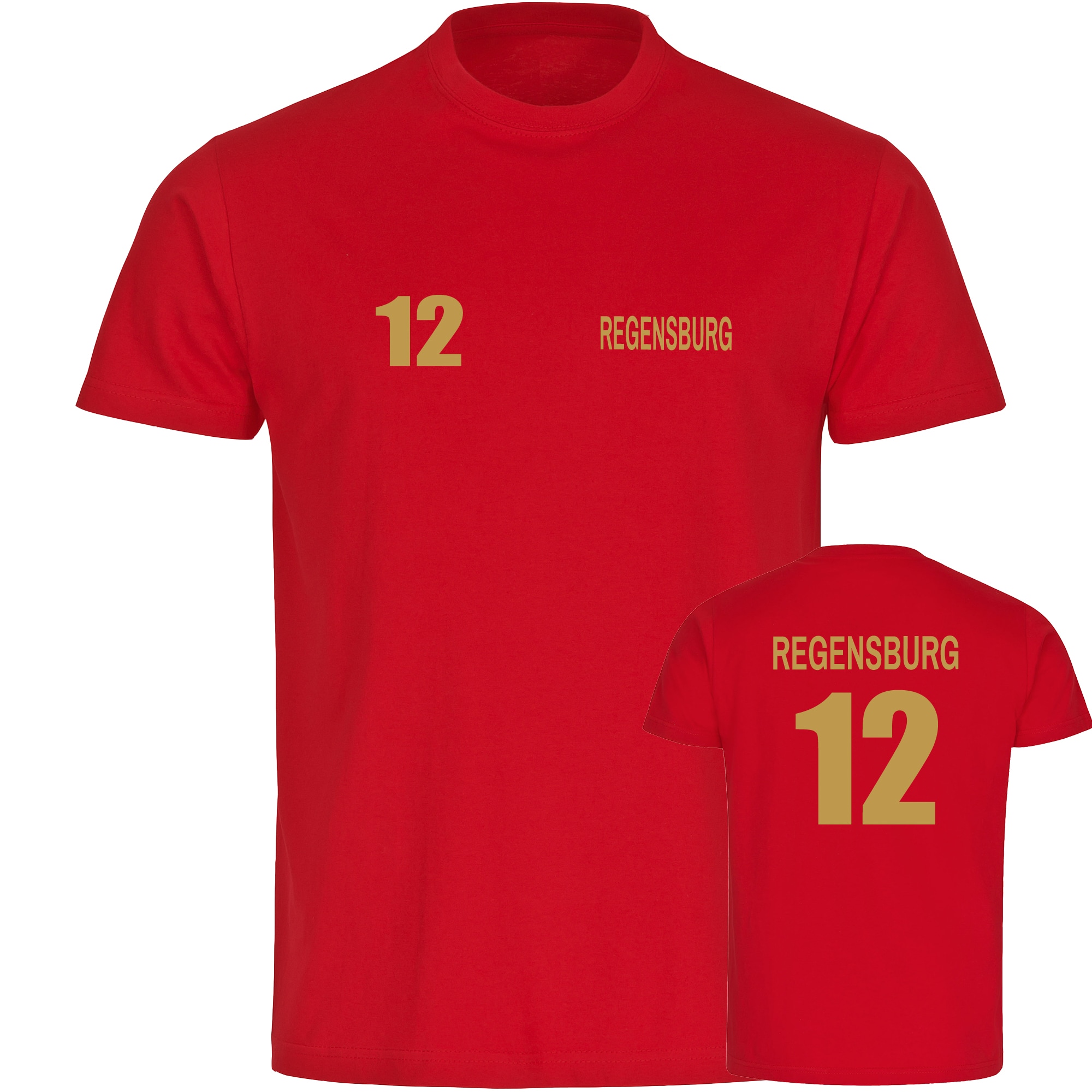 multifanshop Herren T-Shirt - Regensburg - Trikot Nummer 12 gold - Druck gold metallic - M&auml;nner - Bild 1